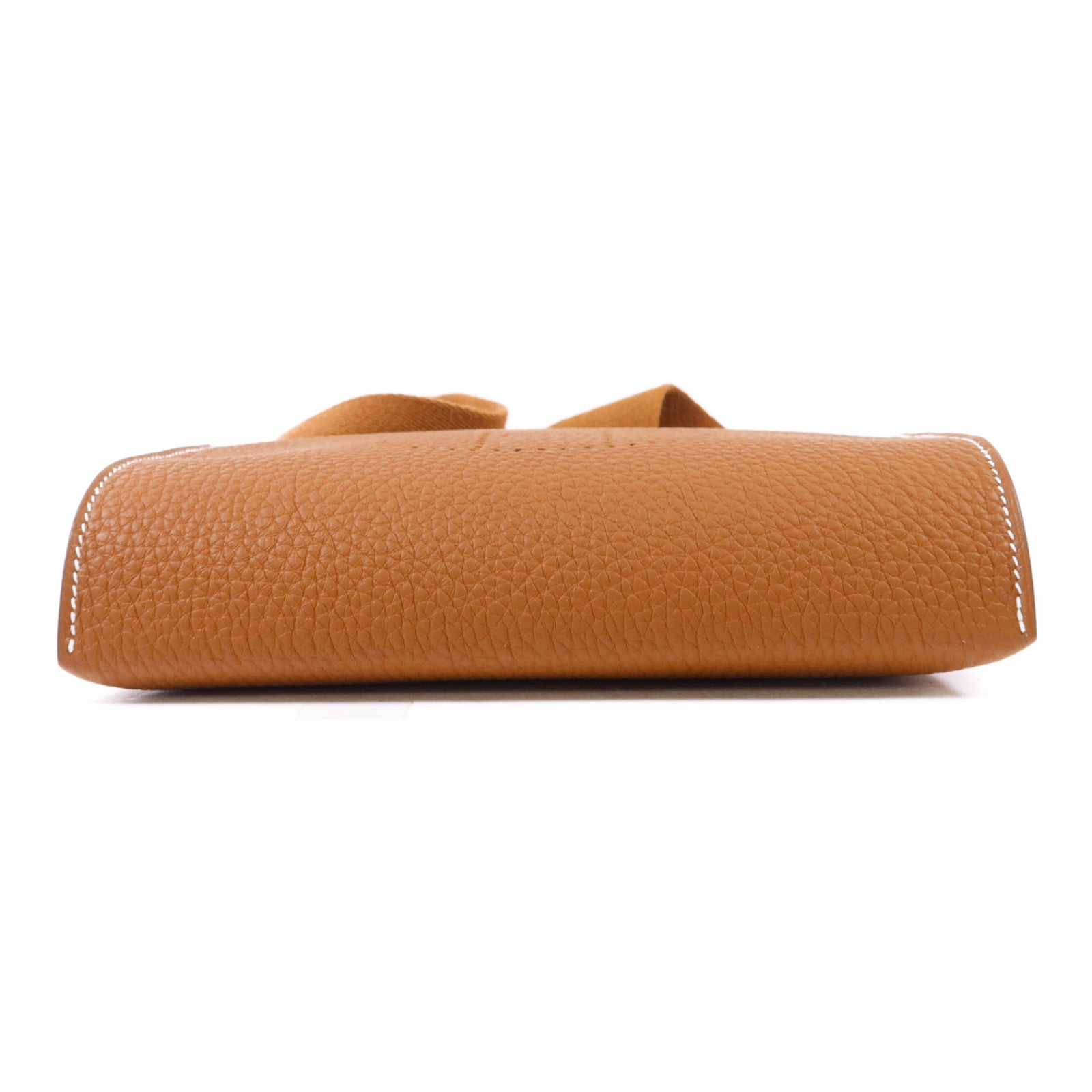 HERMES Clemence皮革Videpoches銀扣肩背袋Gold
