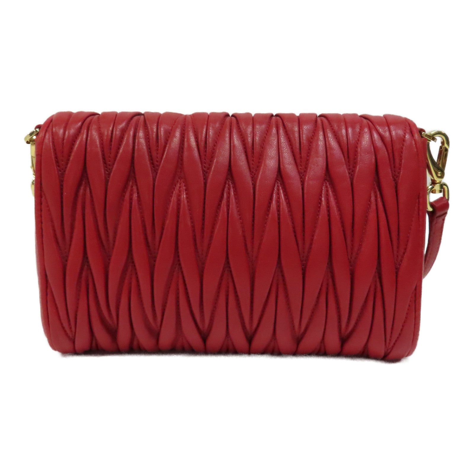 Miu Miu 羊皮皮革Shoulder Bag金扣肩背袋紅色