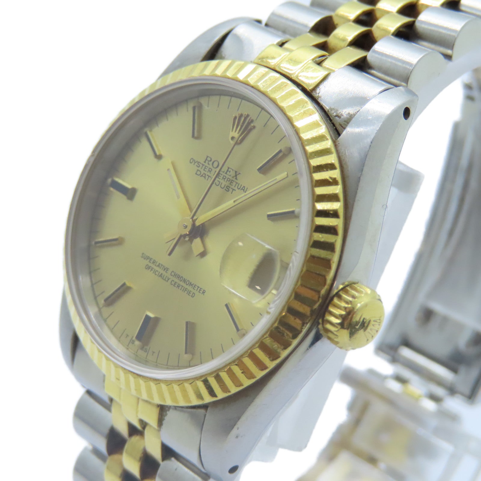 ROLEX Datejust 18K黃金/不鏽鋼手錶自動機芯金色