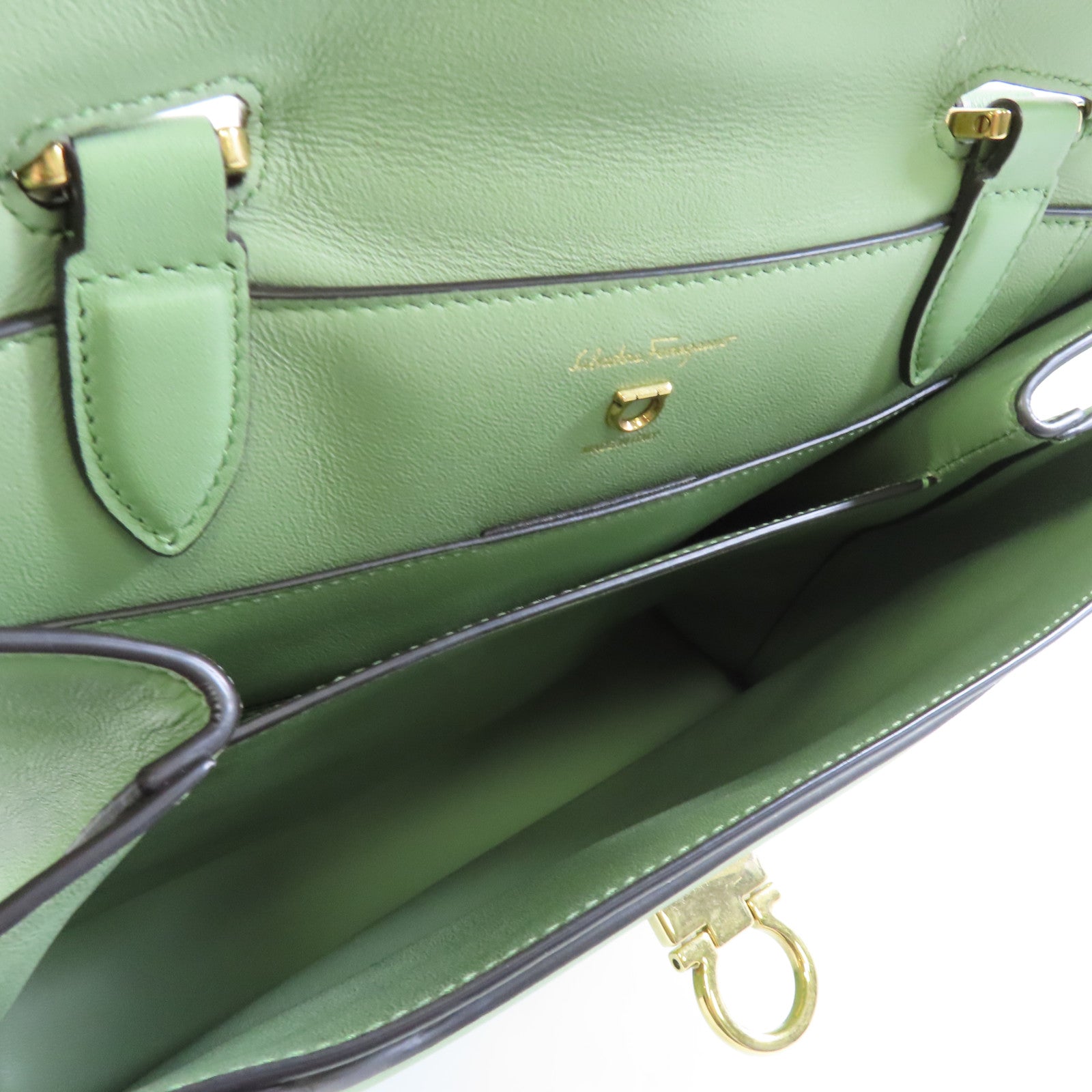 Salvatore Ferragamo 牛皮皮革2way Shoulder Bag金扣手挽肩背兩用袋綠色