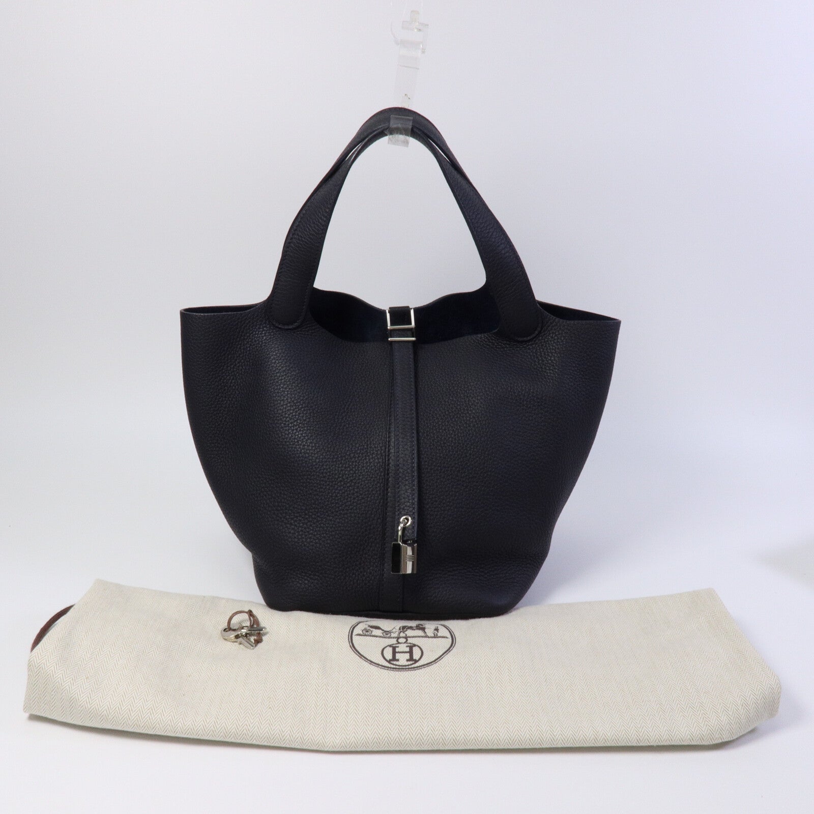 HERMES Clemence皮革Picotin MM手挽袋Blue Nuit