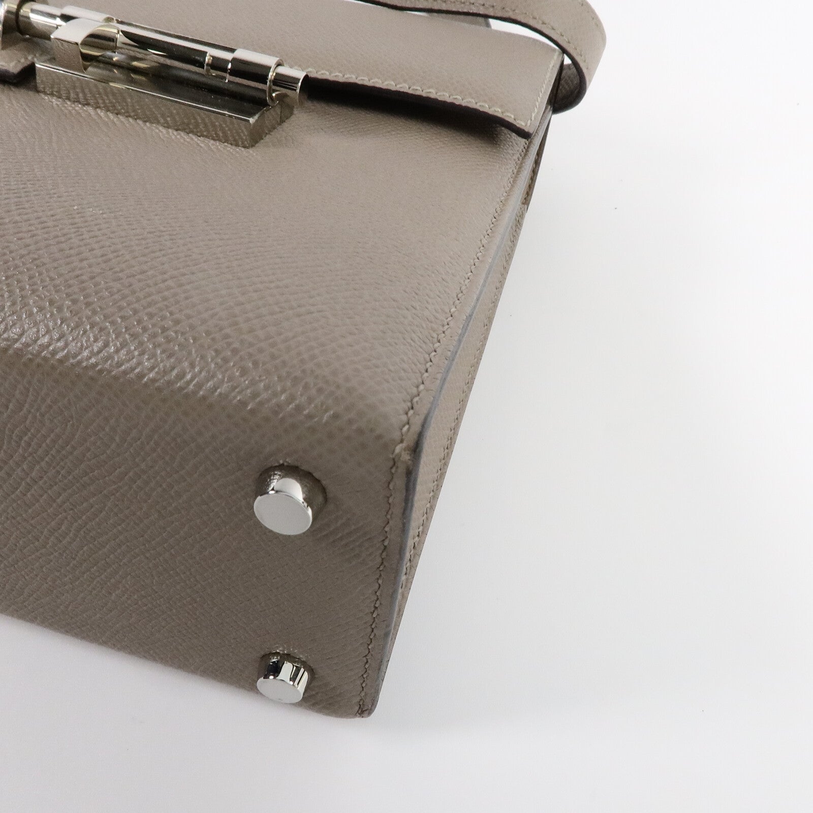 HERMES Epsom皮革Verrou 23肩背袋Gris Asphalte