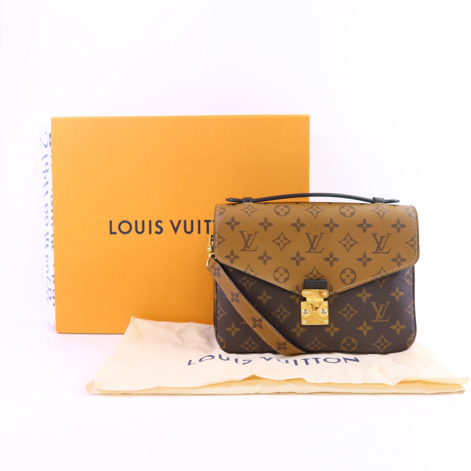LOUIS VUITTON Monogram Reverse Pochette Metis金扣手挽肩背兩用袋