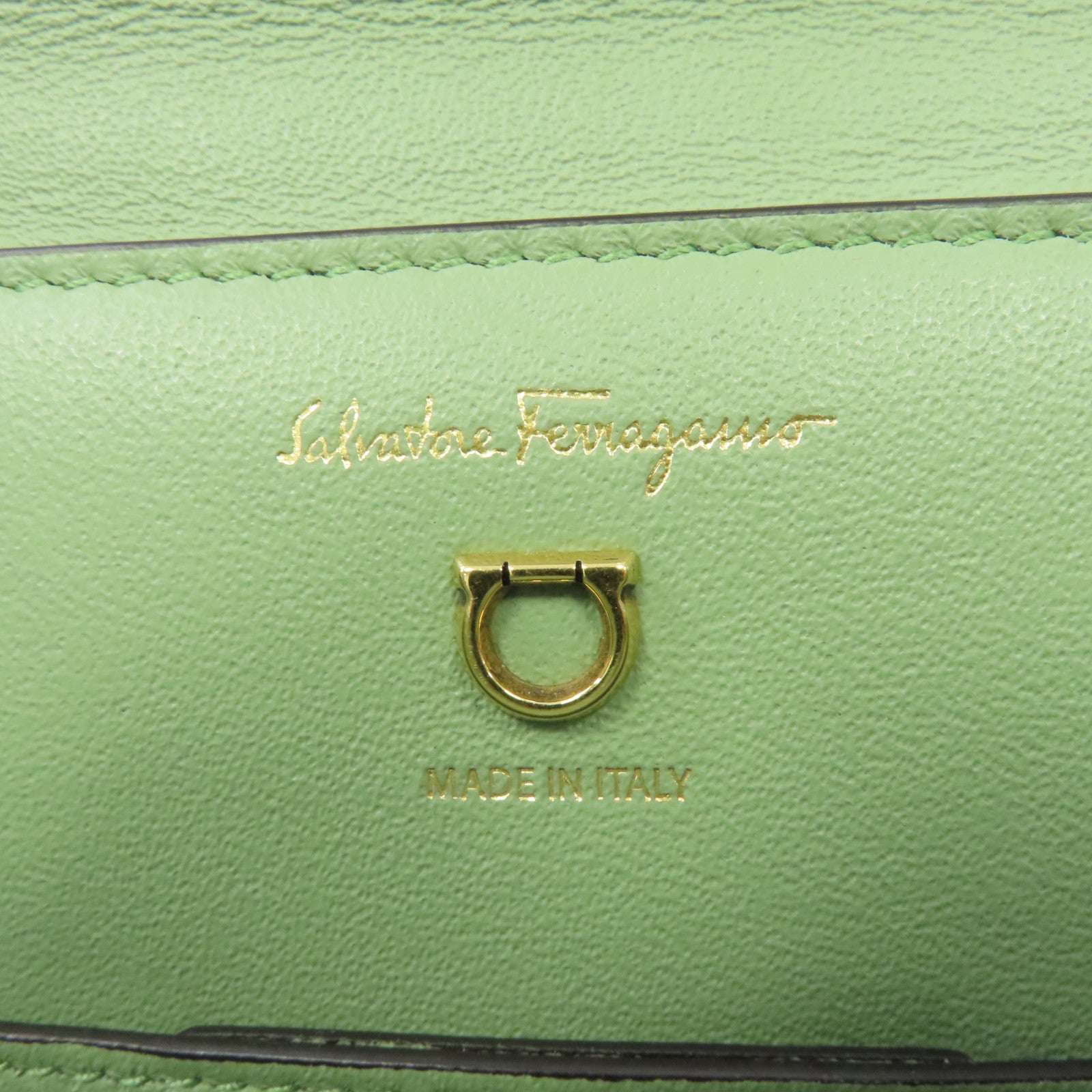 Salvatore Ferragamo 牛皮皮革2way Shoulder Bag金扣手挽肩背兩用袋綠色