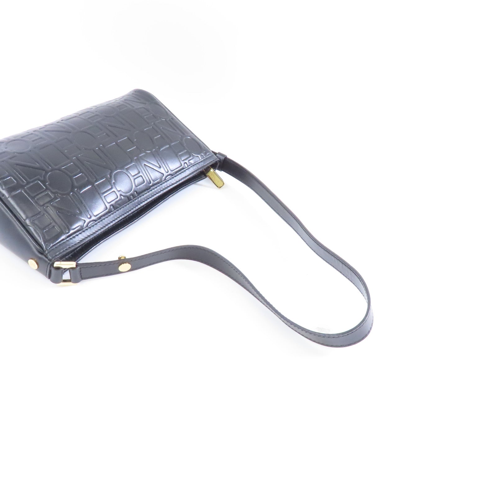 CELINE 皮革Vintage Leather Mini Bag金扣肩背袋黑色