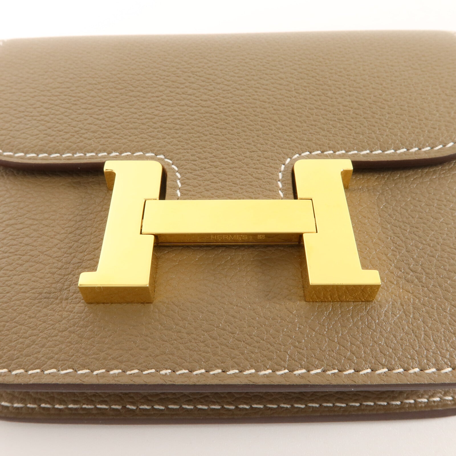 HERMES Evercolor皮革Constance Slim Wallet錢包Etoupe