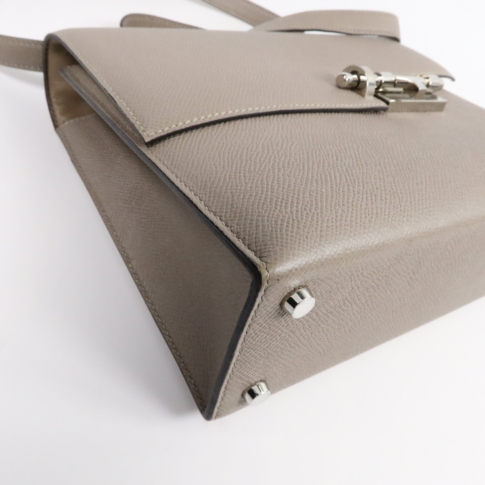 HERMES Epsom皮革Verrou 23肩背袋Gris Asphalte