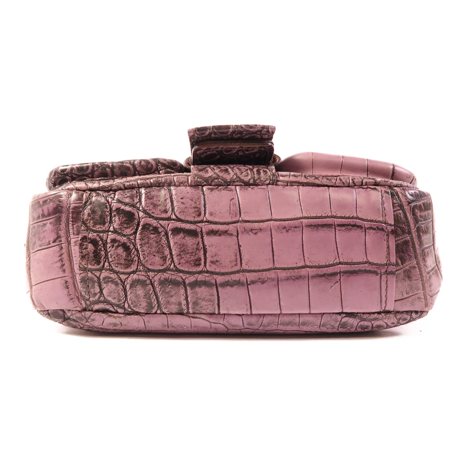 PRADA 鱷魚皮革Cocco Pocket D1銀扣肩背袋