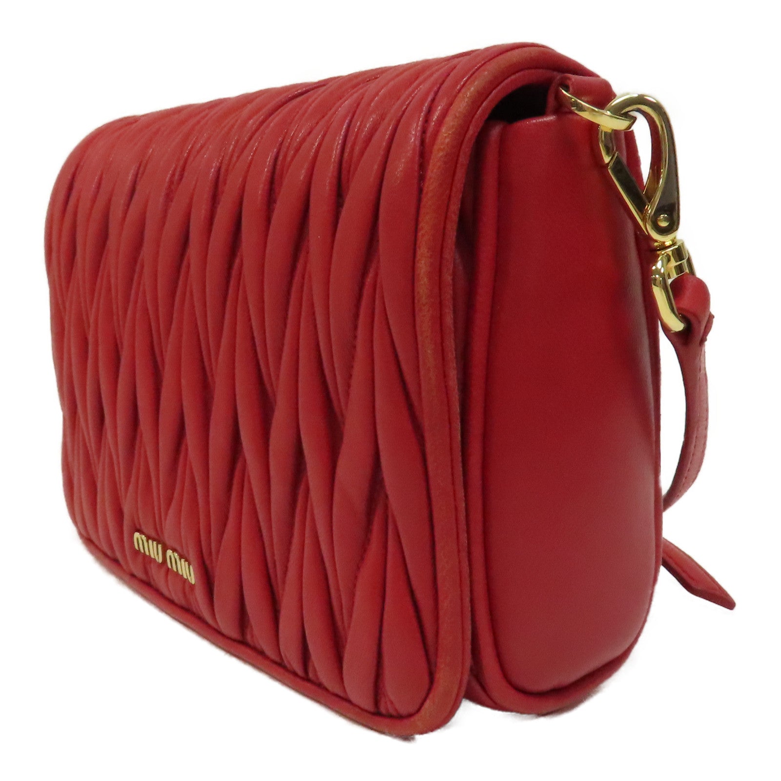 Miu Miu 羊皮皮革Shoulder Bag金扣肩背袋紅色