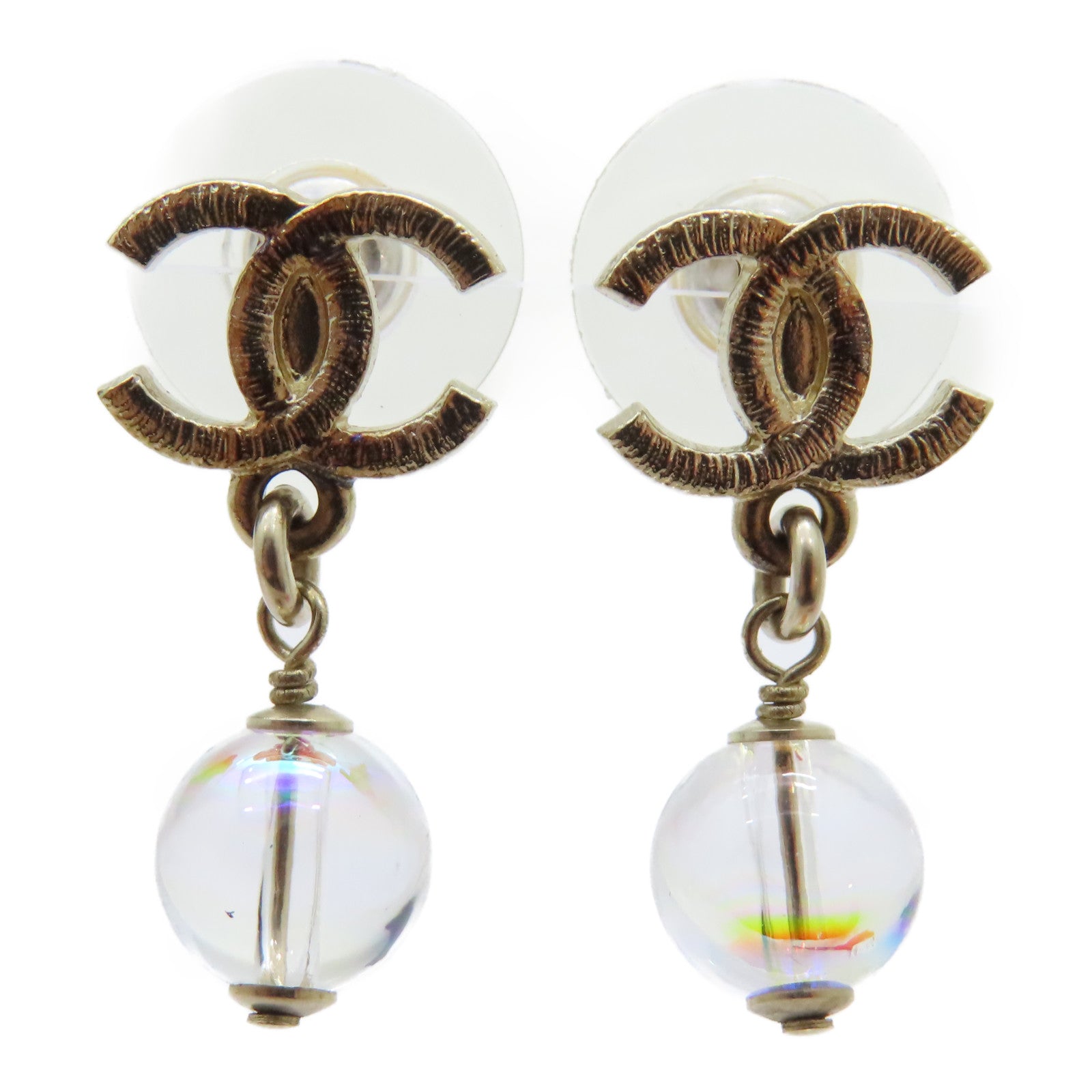 CHANEL 金屬Earrings幻彩珠耳環金色