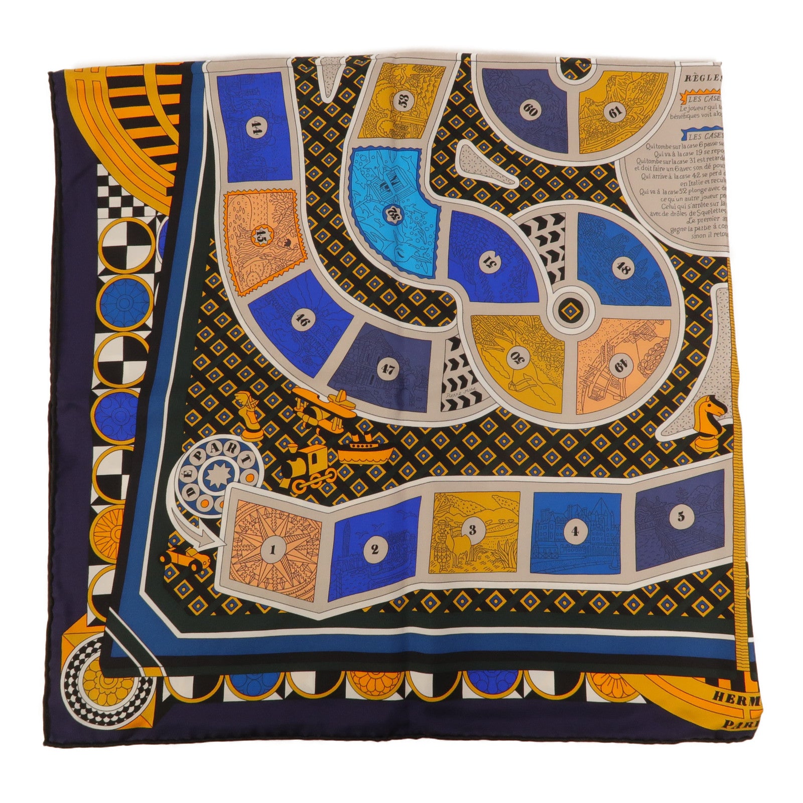 HERMES 絲質Le Tour Du Monde En 63 Cases Scarf 90x90絲巾
