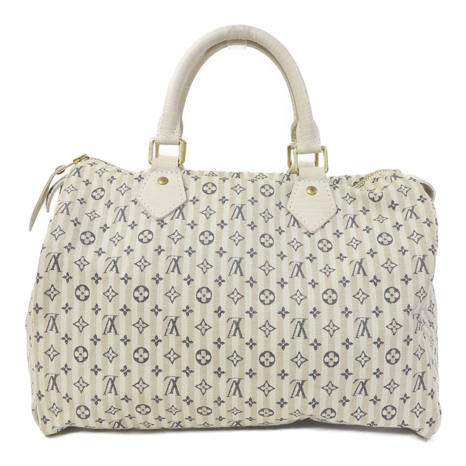 LOUIS VUITTON Monogram Mini Lin Speedy 30金扣手挽袋米色