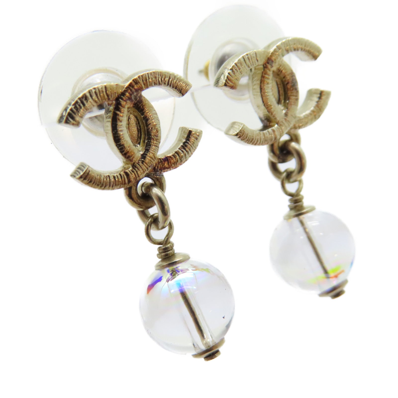 CHANEL 金屬Earrings幻彩珠耳環金色