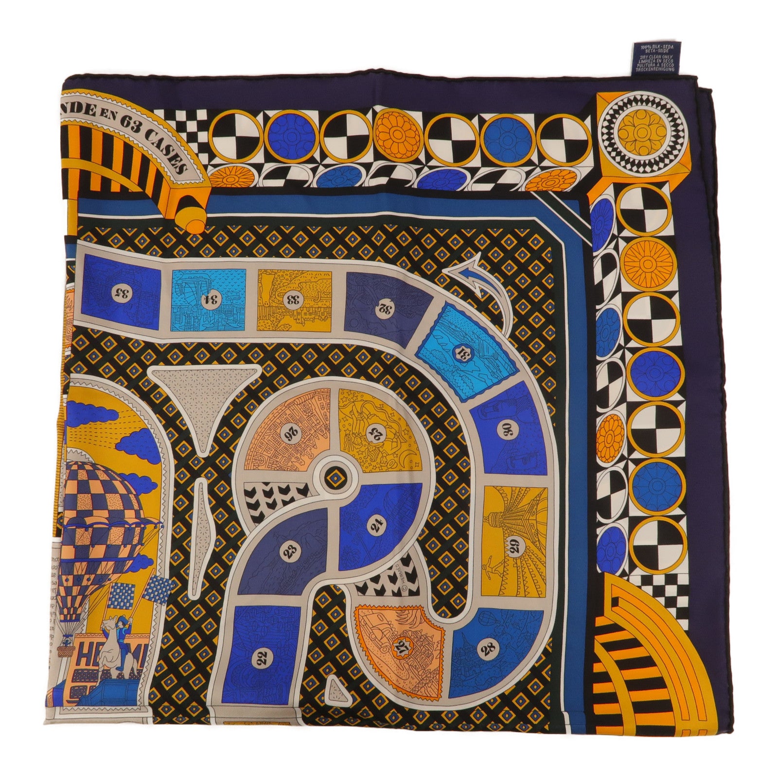 HERMES 絲質Le Tour Du Monde En 63 Cases Scarf 90x90絲巾