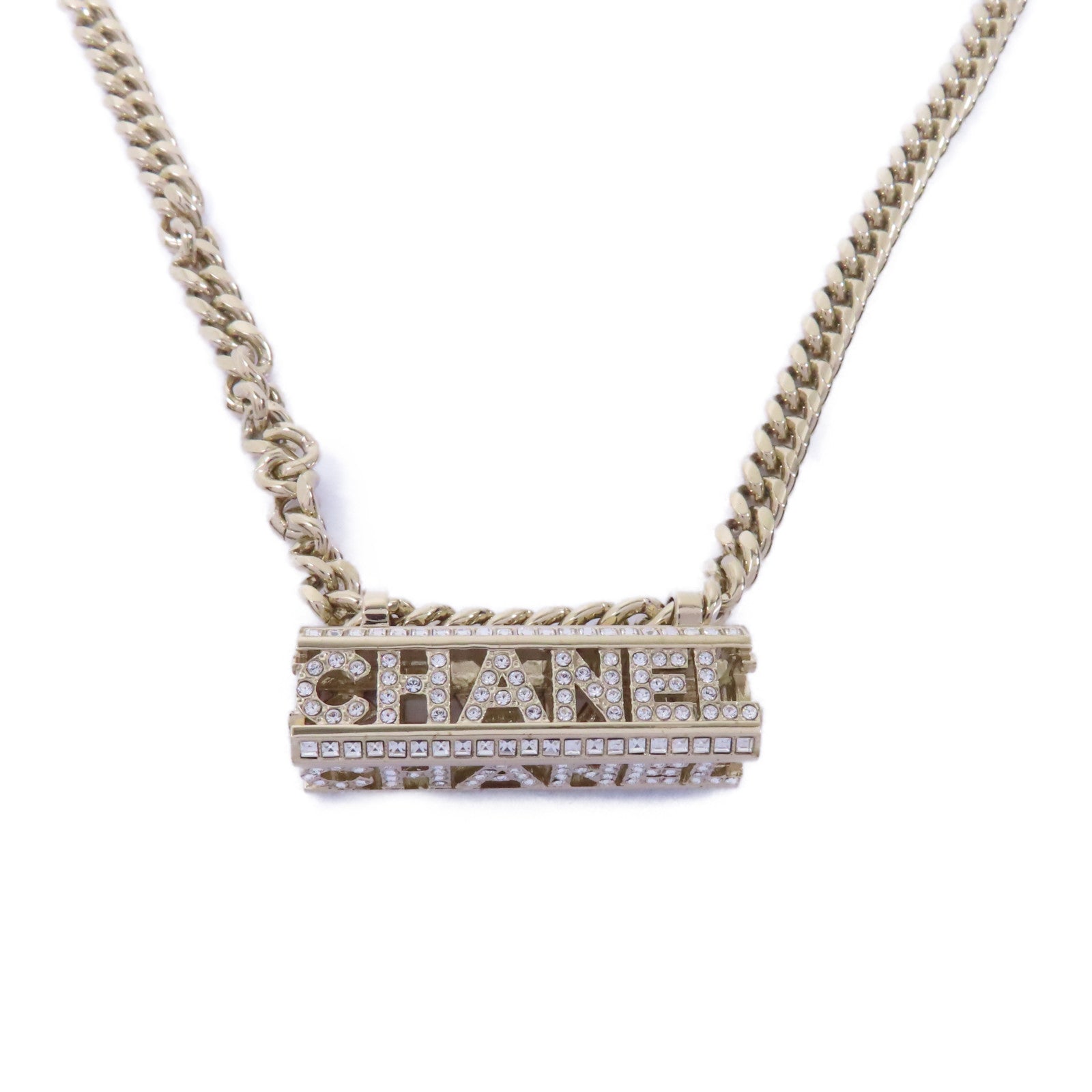 CHANEL 【激減優惠】金屬Necklace項鍊金色/透明