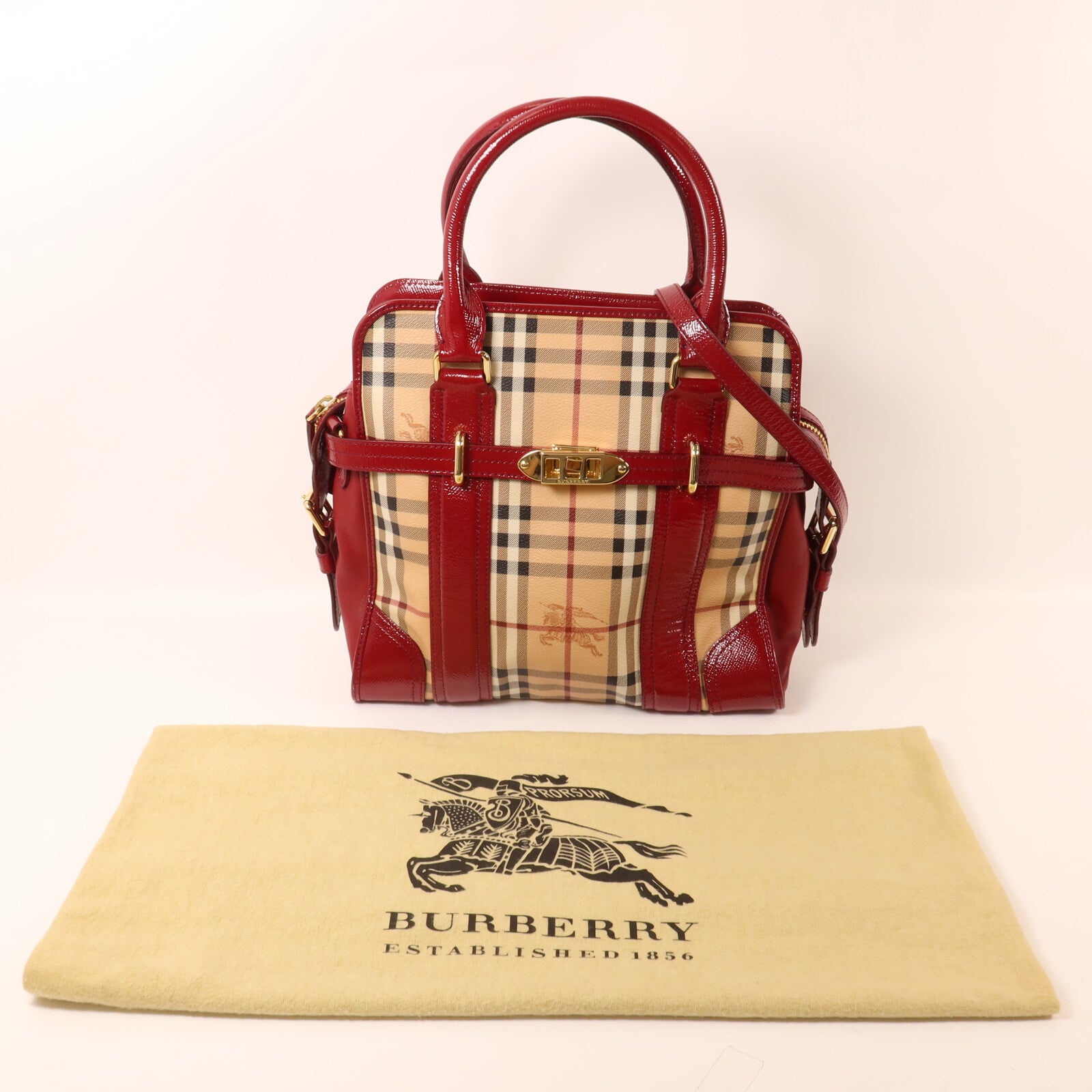 BURBERRY 【激減優惠】塗層帆布/漆皮皮革Minford Bag手挽肩背兩用袋
