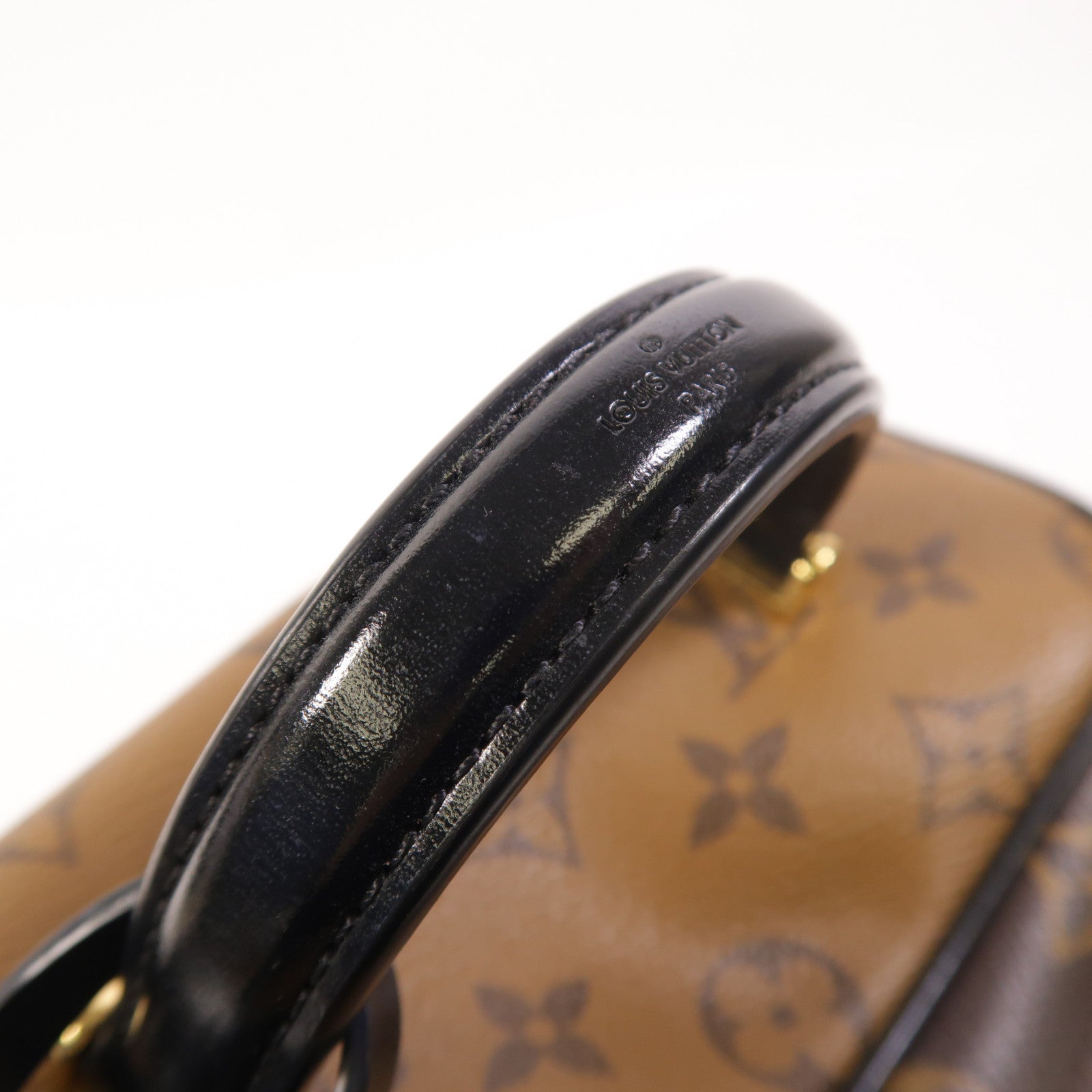 LOUIS VUITTON Monogram Reverse Vanity PM金扣手挽肩背兩用袋棕色