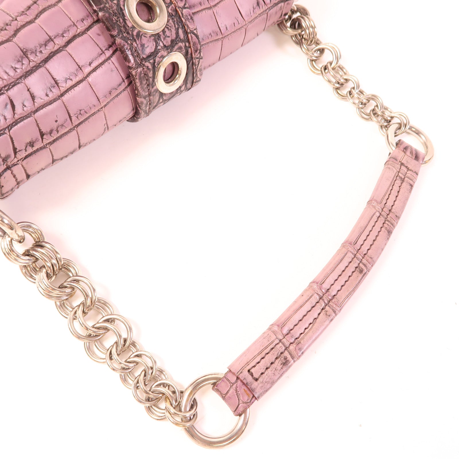 PRADA 鱷魚皮革Cocco Pocket D1銀扣肩背袋