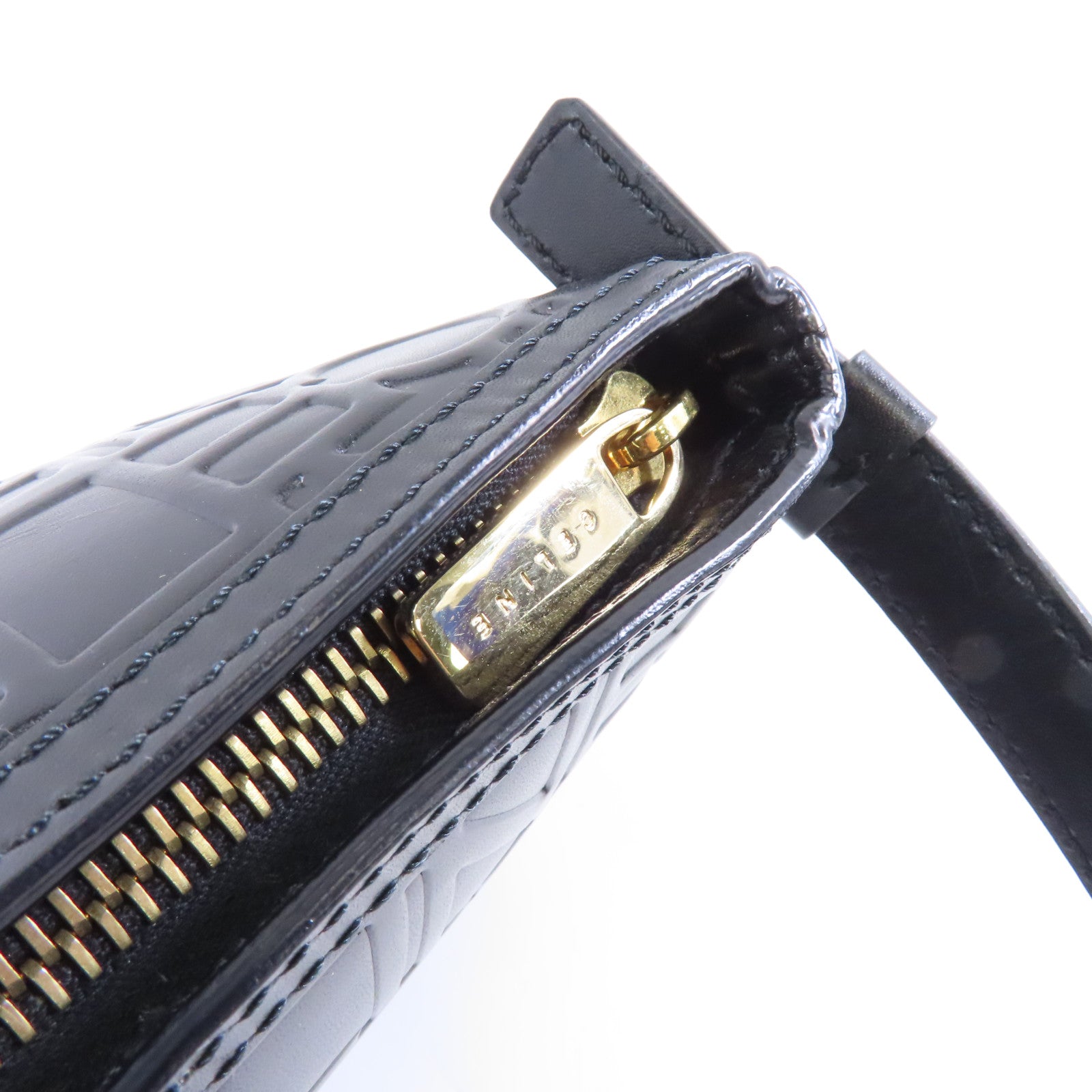 CELINE 皮革Vintage Leather Mini Bag金扣肩背袋黑色