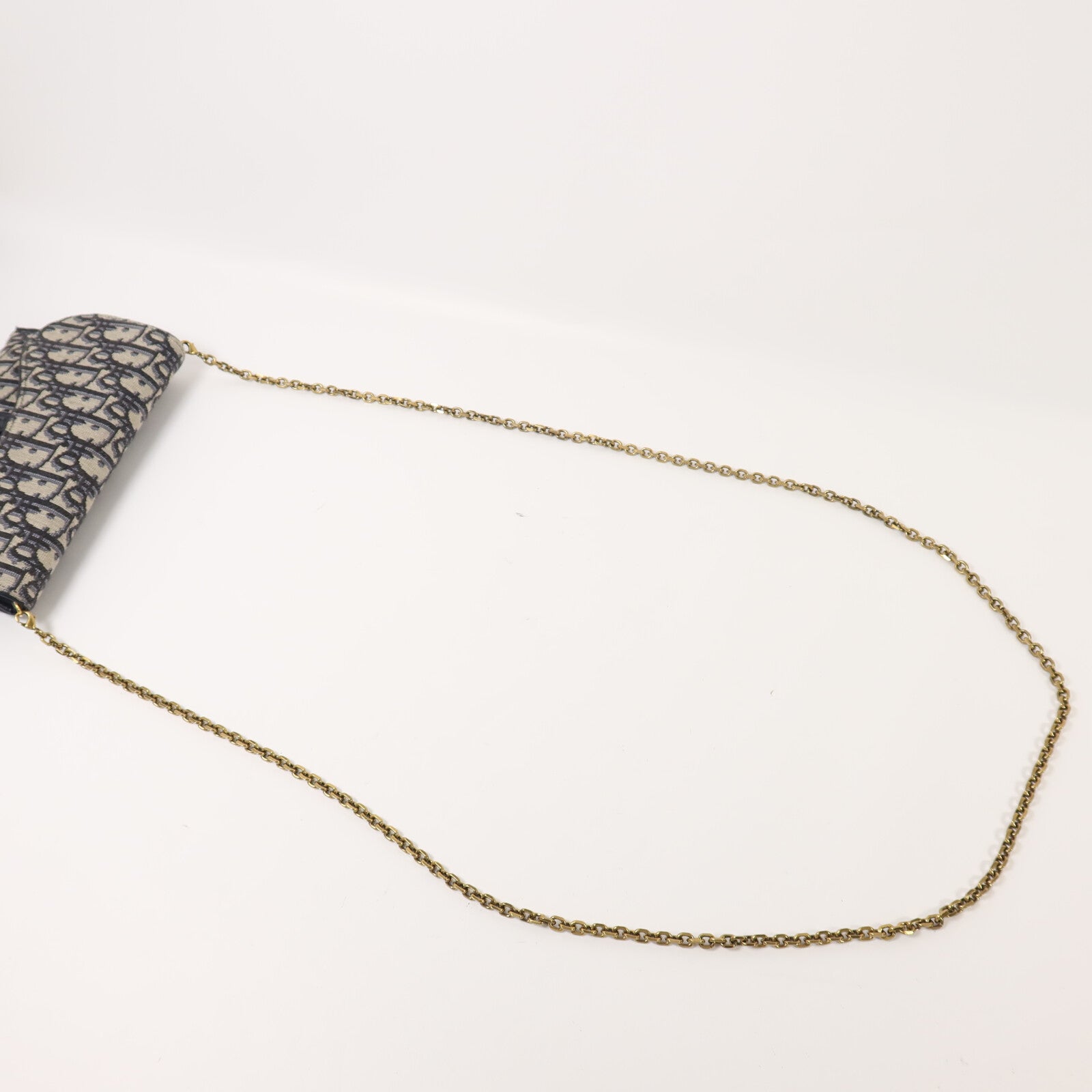 Dior 帆布Small Saddle Pouch With Chain鏈帶肩背袋