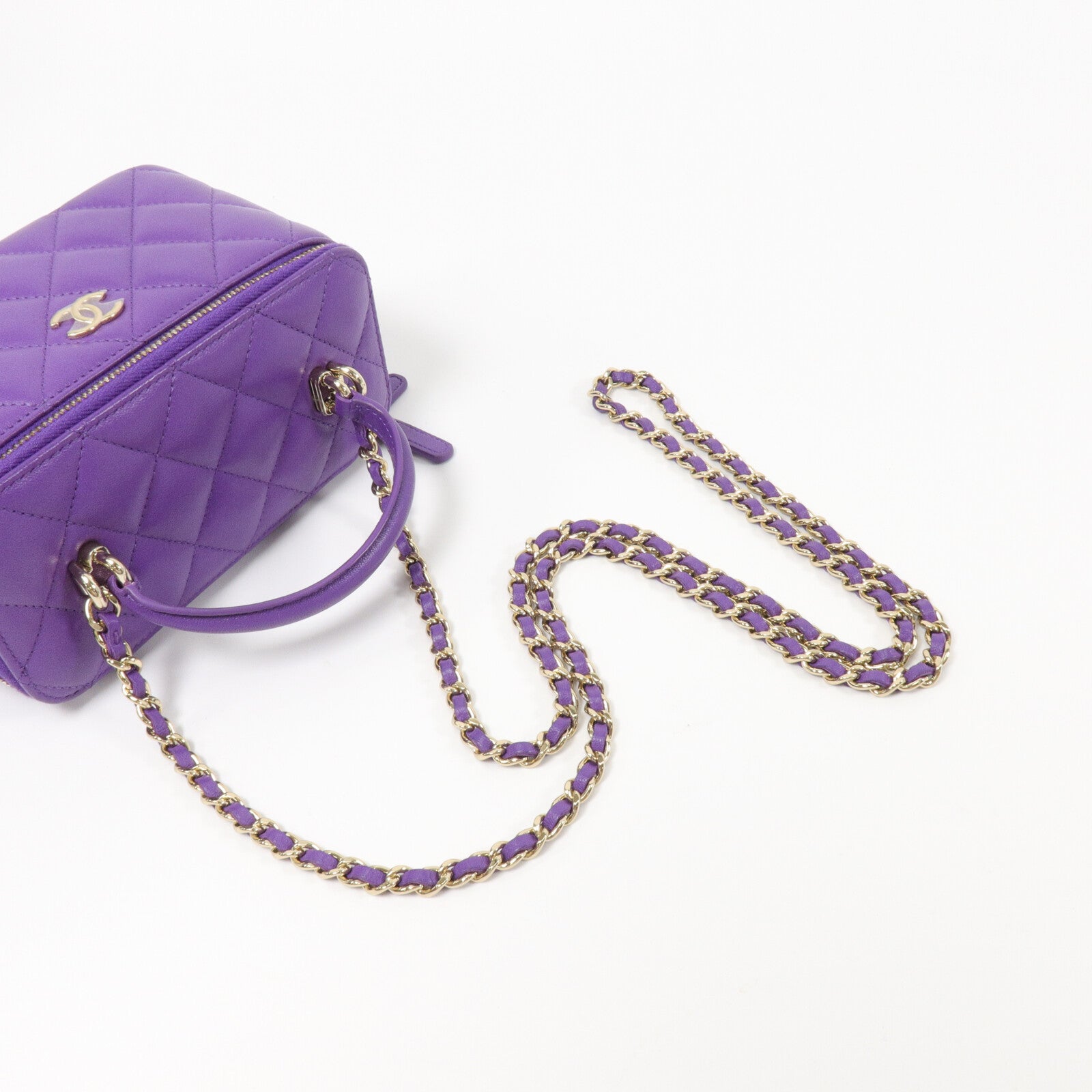CHANEL 羊皮皮革Top Handle Vanity Case鏈帶手挽肩背兩用袋