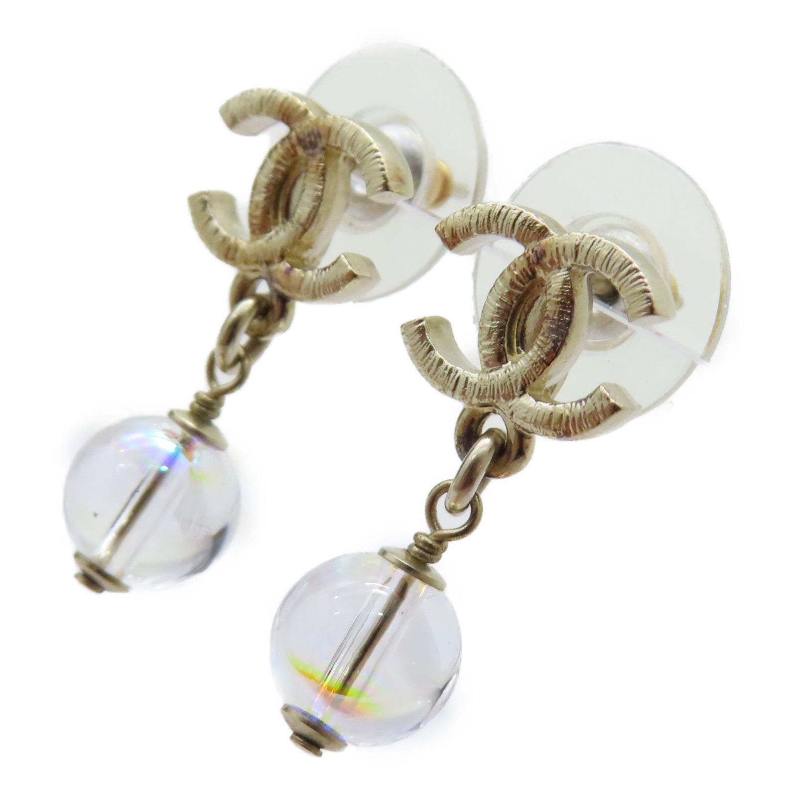 CHANEL 金屬Earrings幻彩珠耳環金色