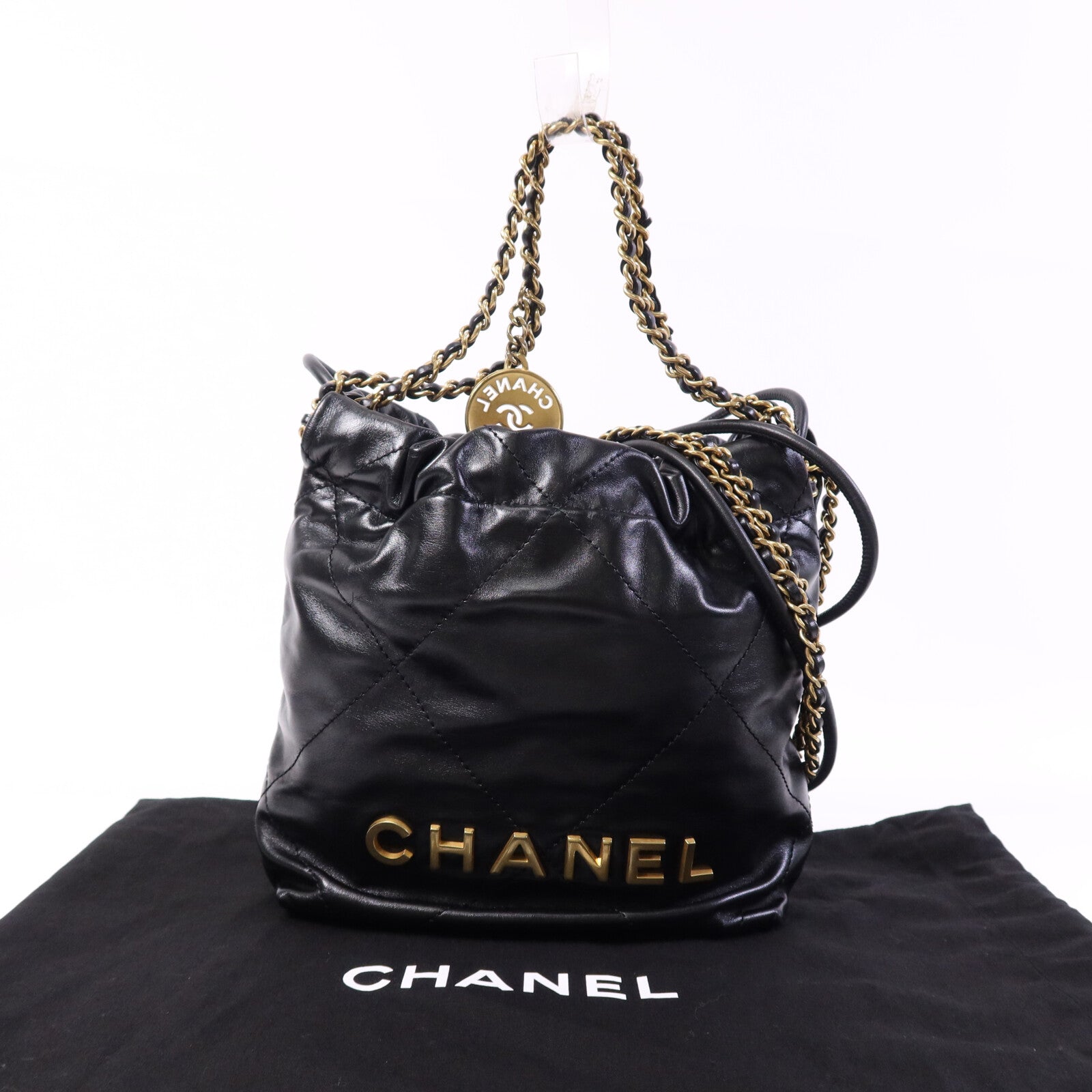 CHANEL 牛皮皮革C22 Mini金扣鏈帶肩背袋
