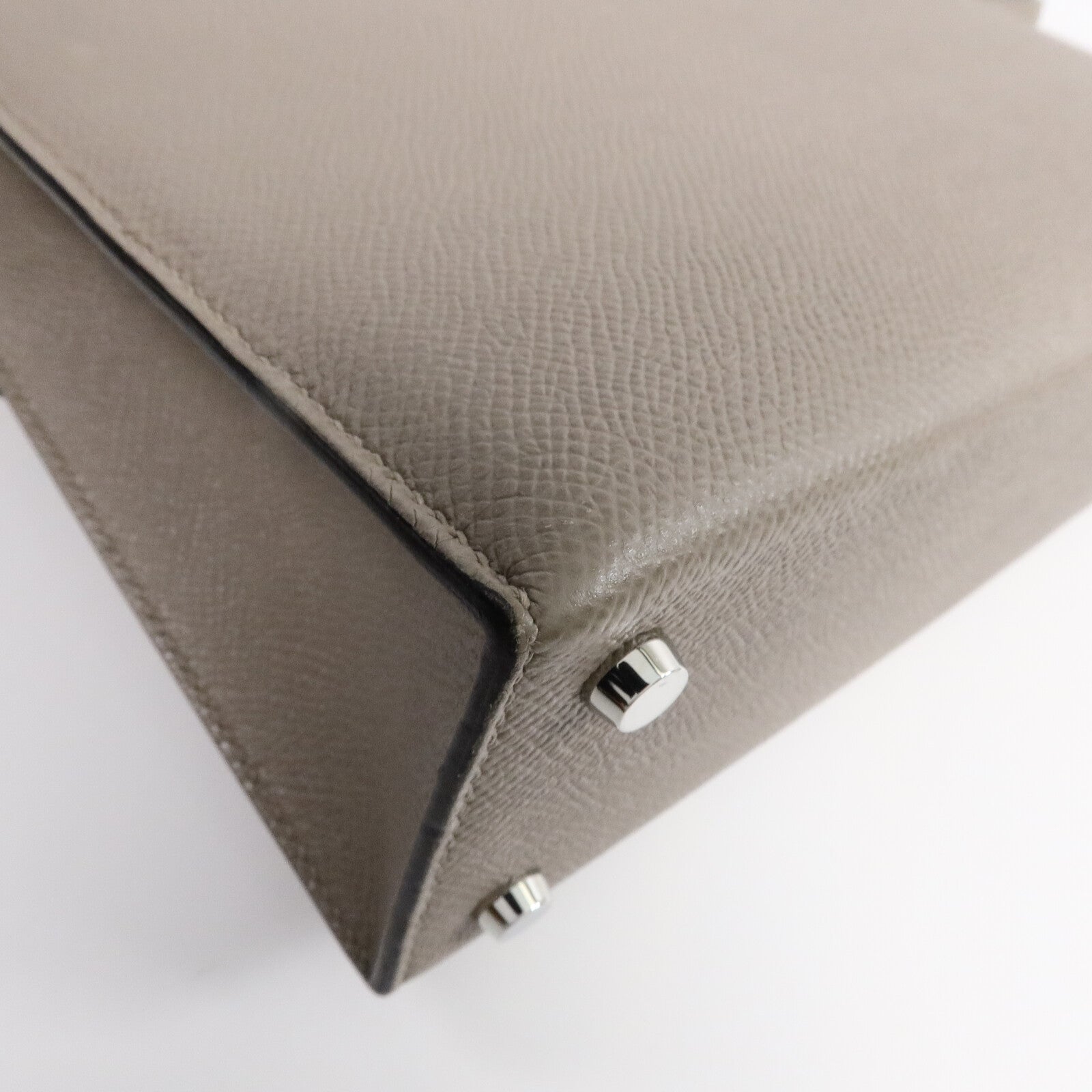 HERMES Epsom皮革Verrou 23肩背袋Gris Asphalte
