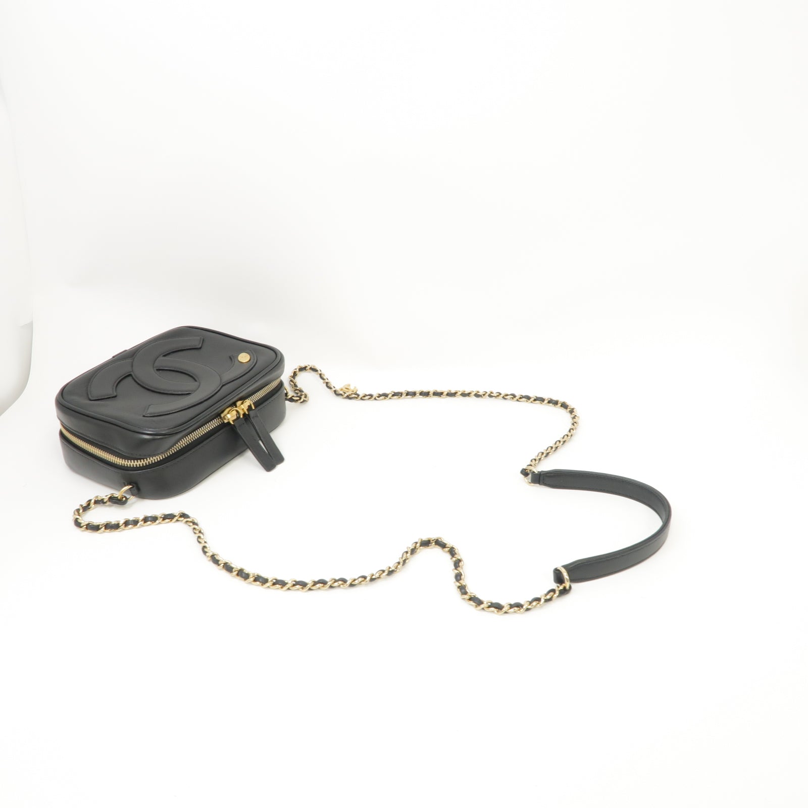 CHANEL 【激減優惠】羊皮皮革Coco Mark Mania Camera Case Chain Shoulder Bag金扣鏈帶肩背袋黑色