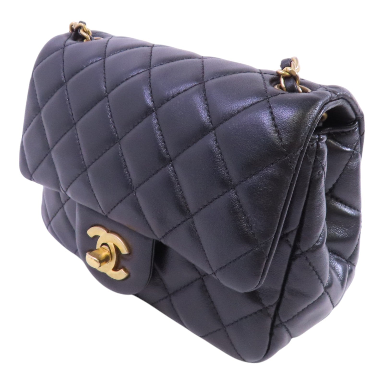 CHANEL 羊皮皮革Chain Shoulder Bag金扣鏈帶肩背大