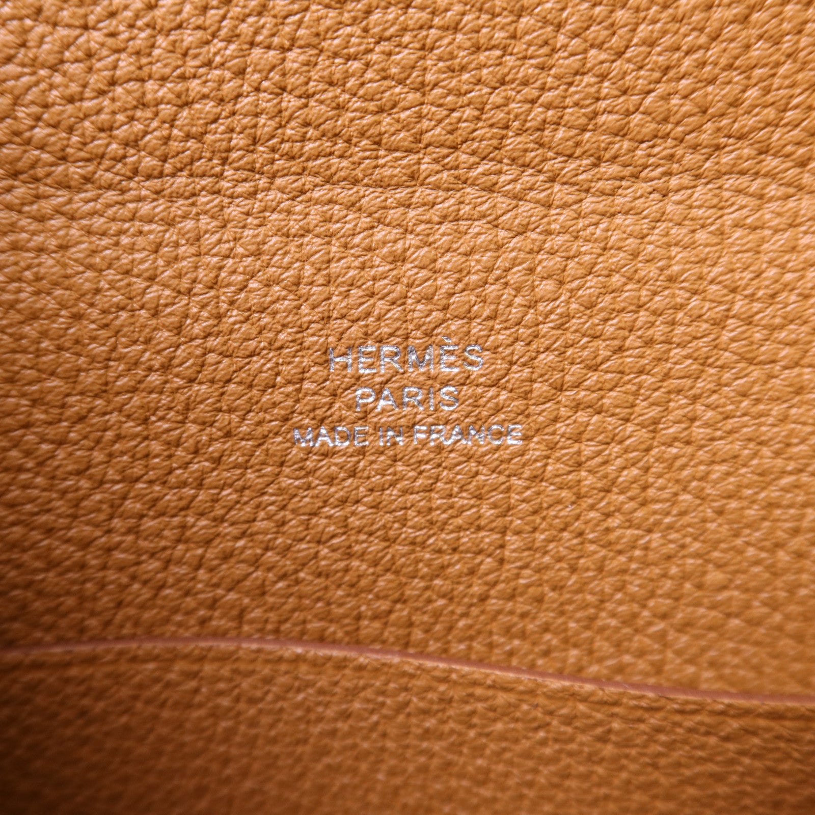 HERMES Clemence皮革Videpoches銀扣肩背袋Gold