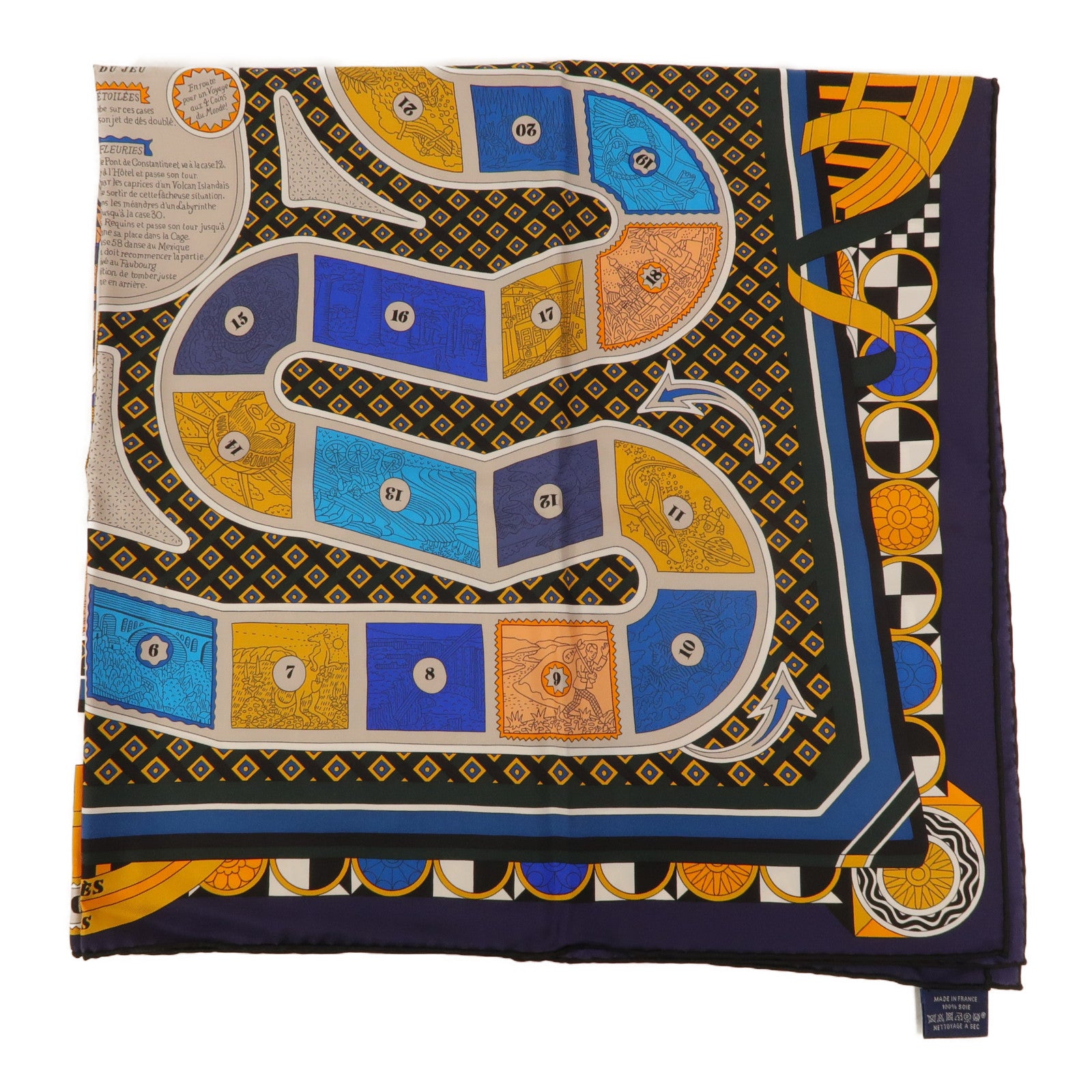 HERMES 絲質Le Tour Du Monde En 63 Cases Scarf 90x90絲巾