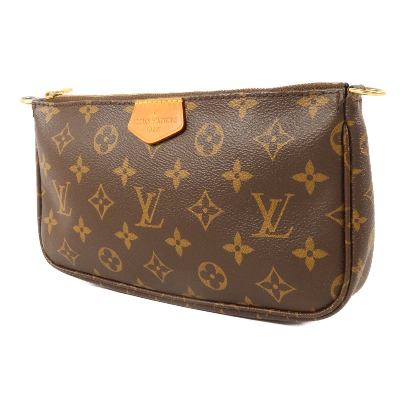LOUIS VUITTON Monogram Multi Pochette Accessoires金扣手挽肩背兩用袋棕色