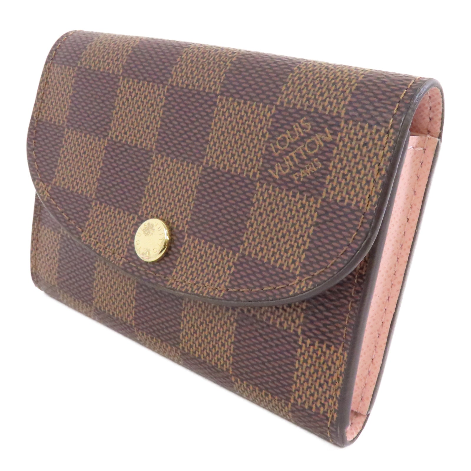 LOUIS VUITTON Damier Rosalie Coin Purse金扣零錢包棕色/粉紅色