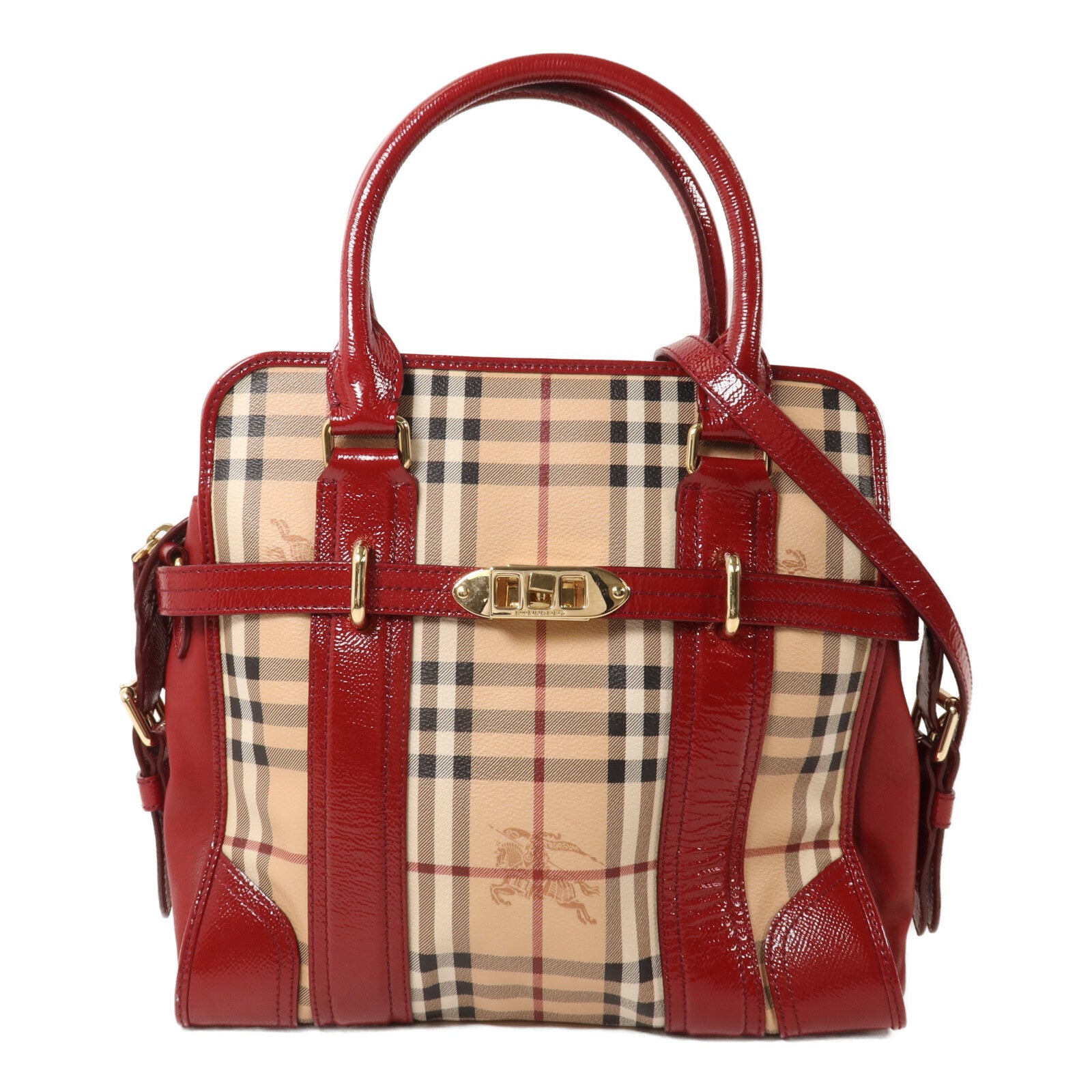 BURBERRY 【激減優惠】塗層帆布/漆皮皮革Minford Bag手挽肩背兩用袋
