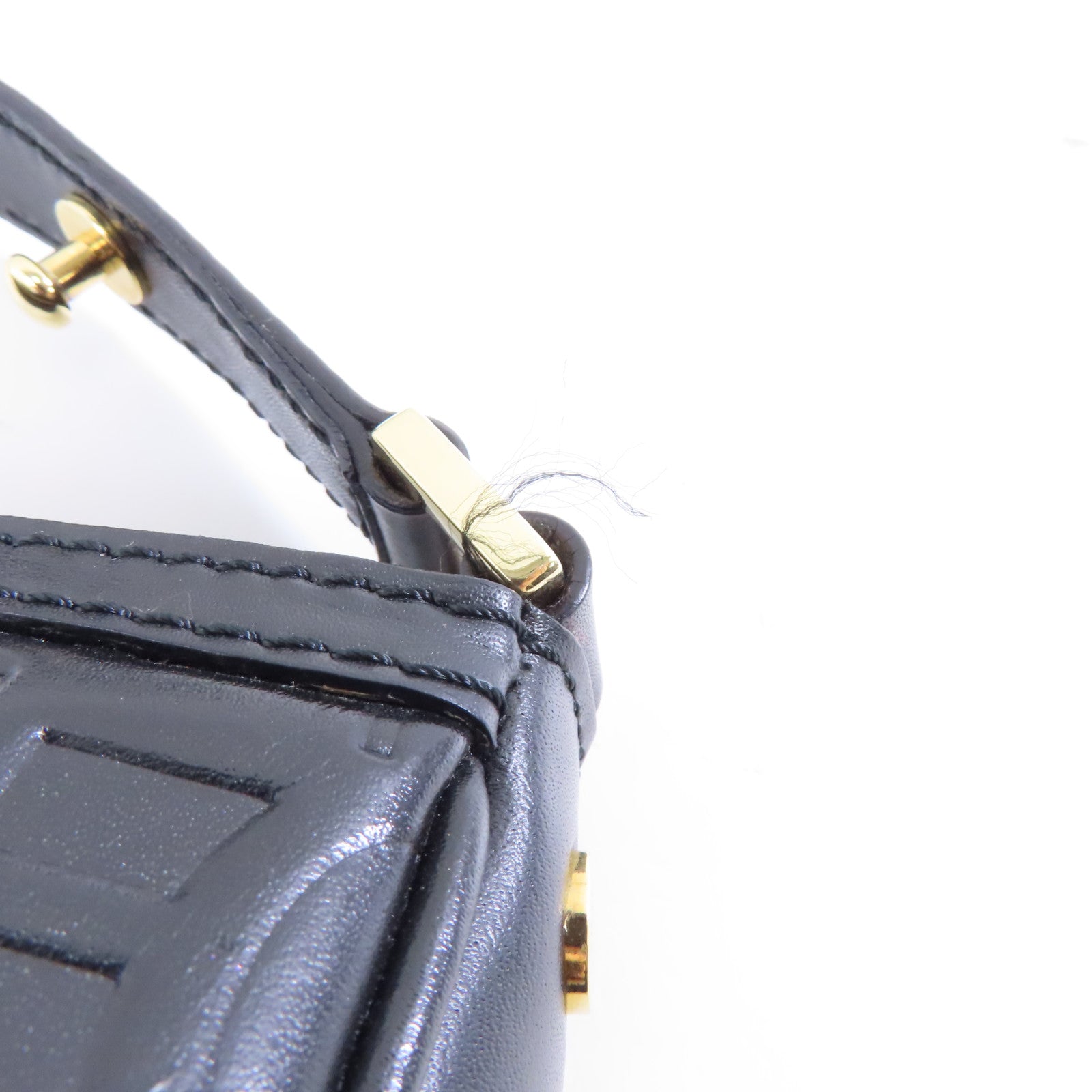 CELINE 皮革Vintage Leather Mini Bag金扣肩背袋黑色