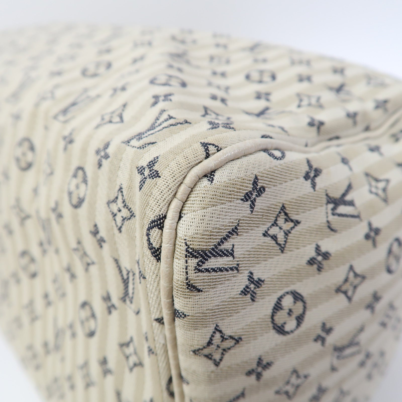 LOUIS VUITTON Monogram Mini Lin Speedy 30金扣手挽袋米色