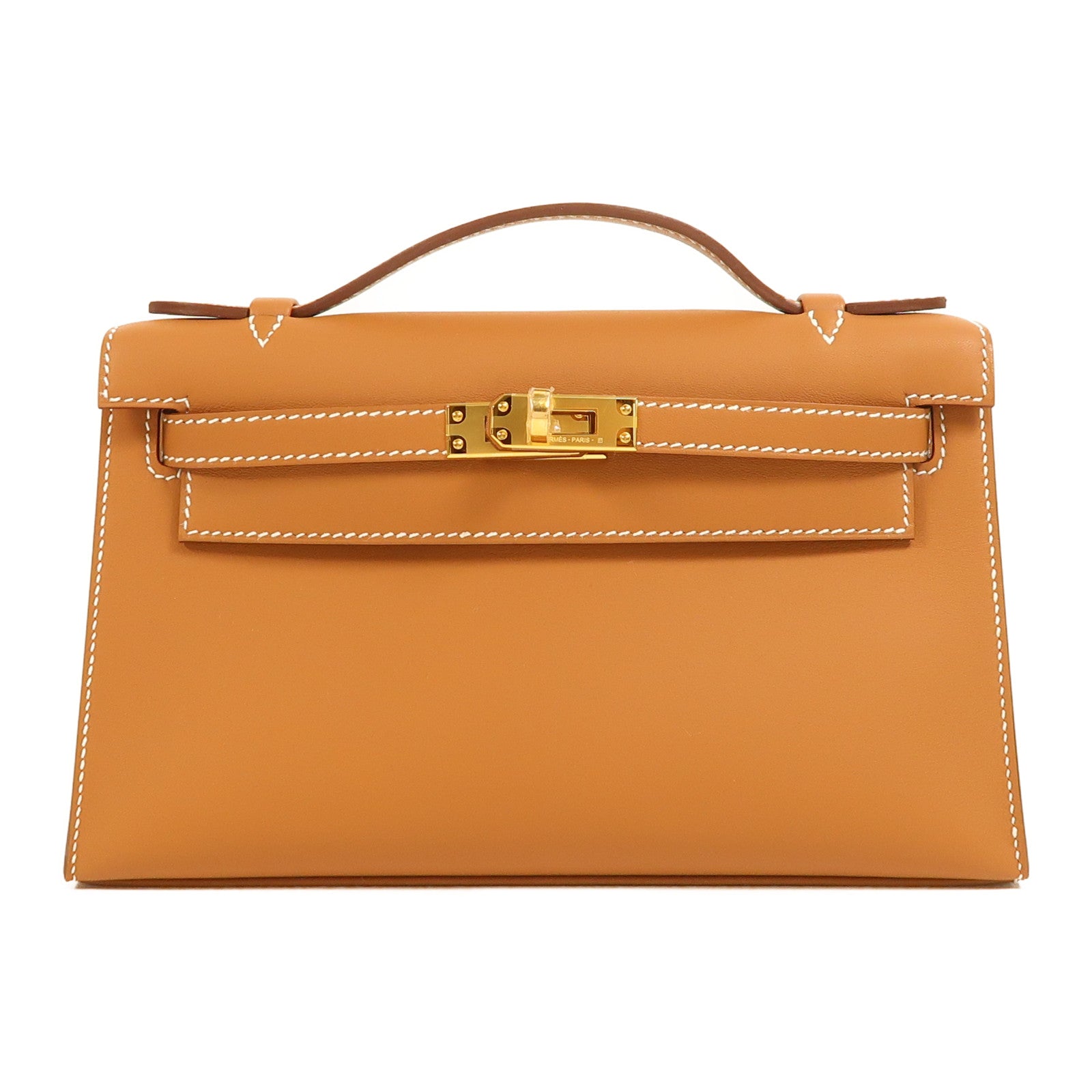 HERMES Swift皮革Kelly Pochette金扣手挽袋