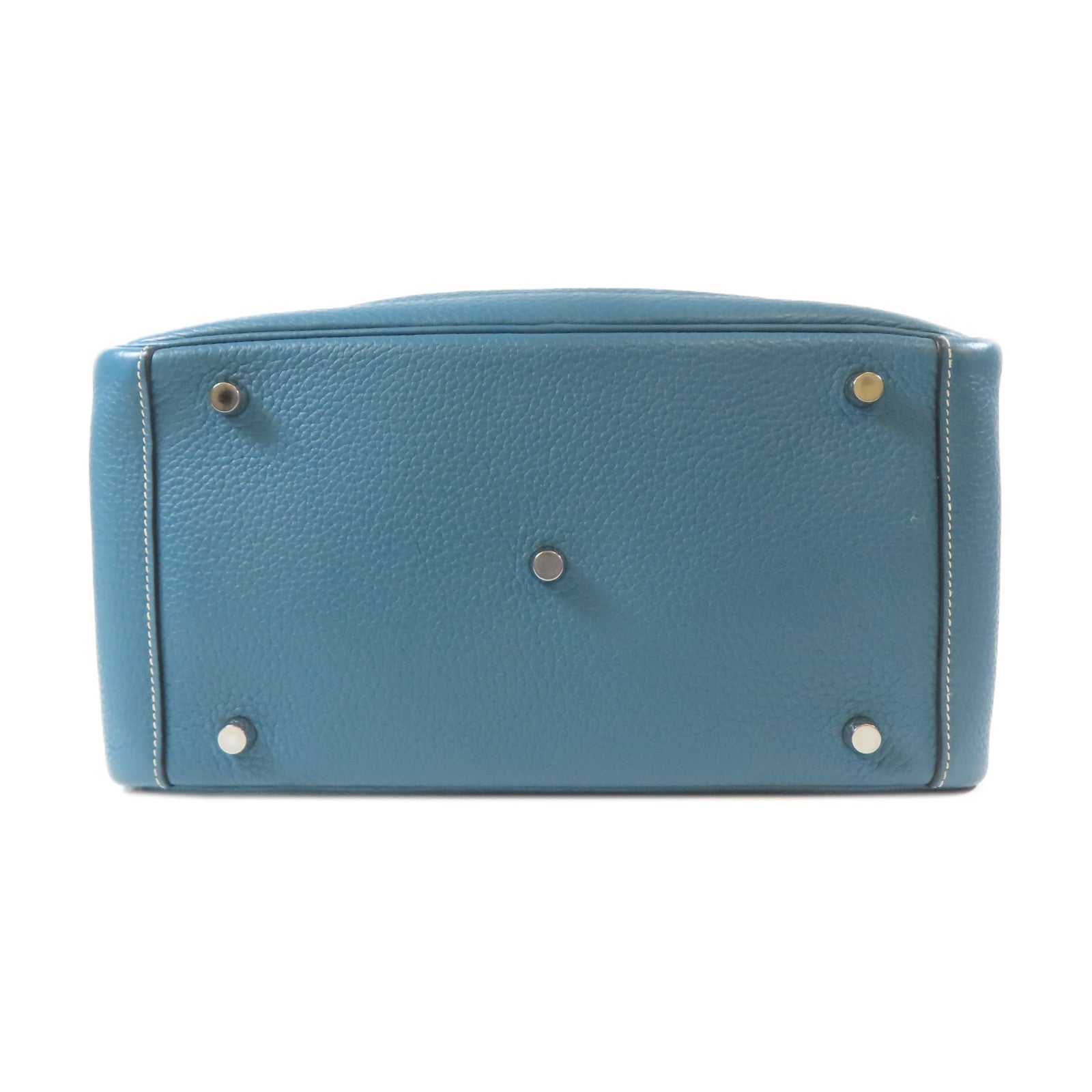 HERMES Clemence皮革Lindy 30銀扣手挽肩背兩用袋Bleu Jean牛仔藍