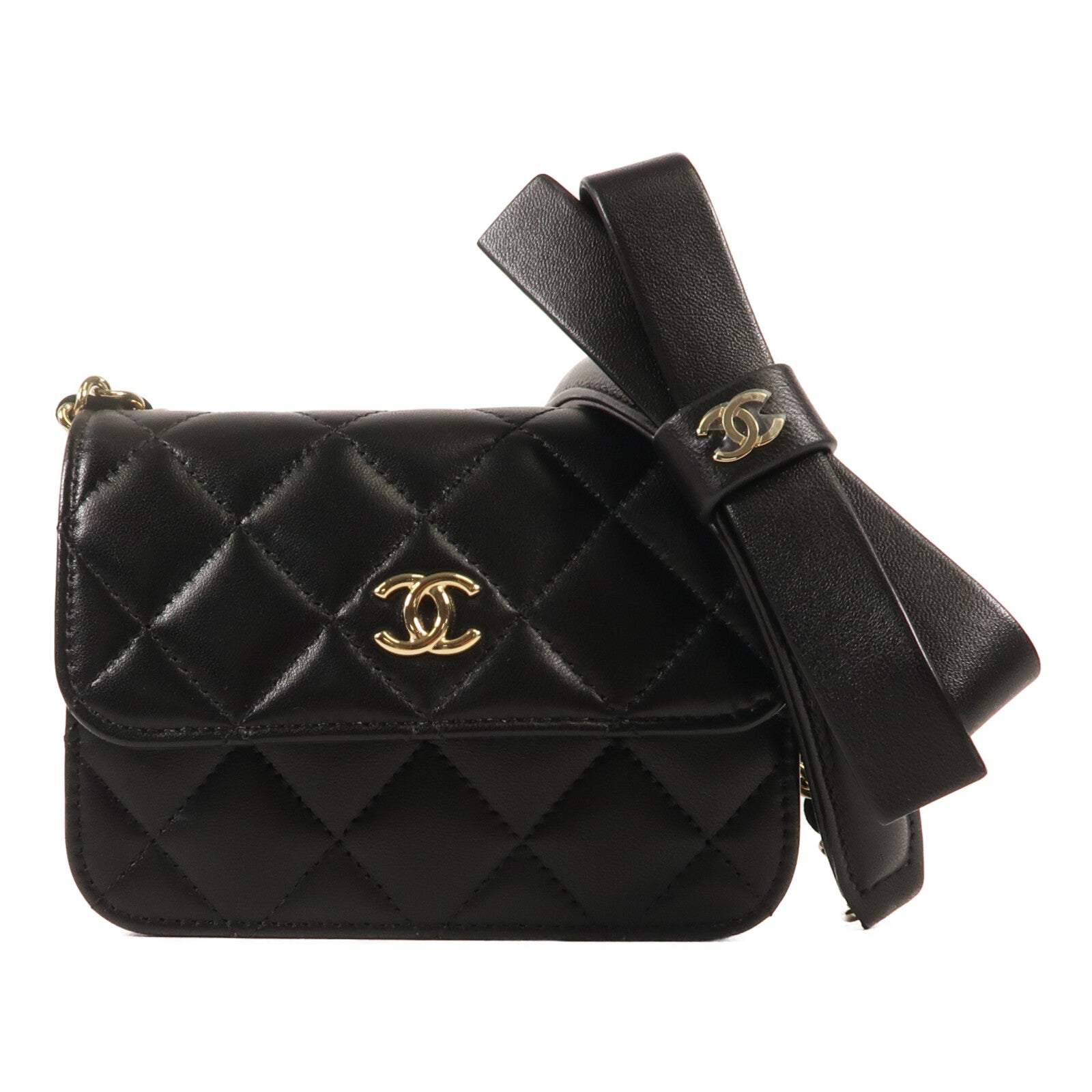 CHANEL 羊皮皮革Chain Shoulder金扣鏈帶肩背袋