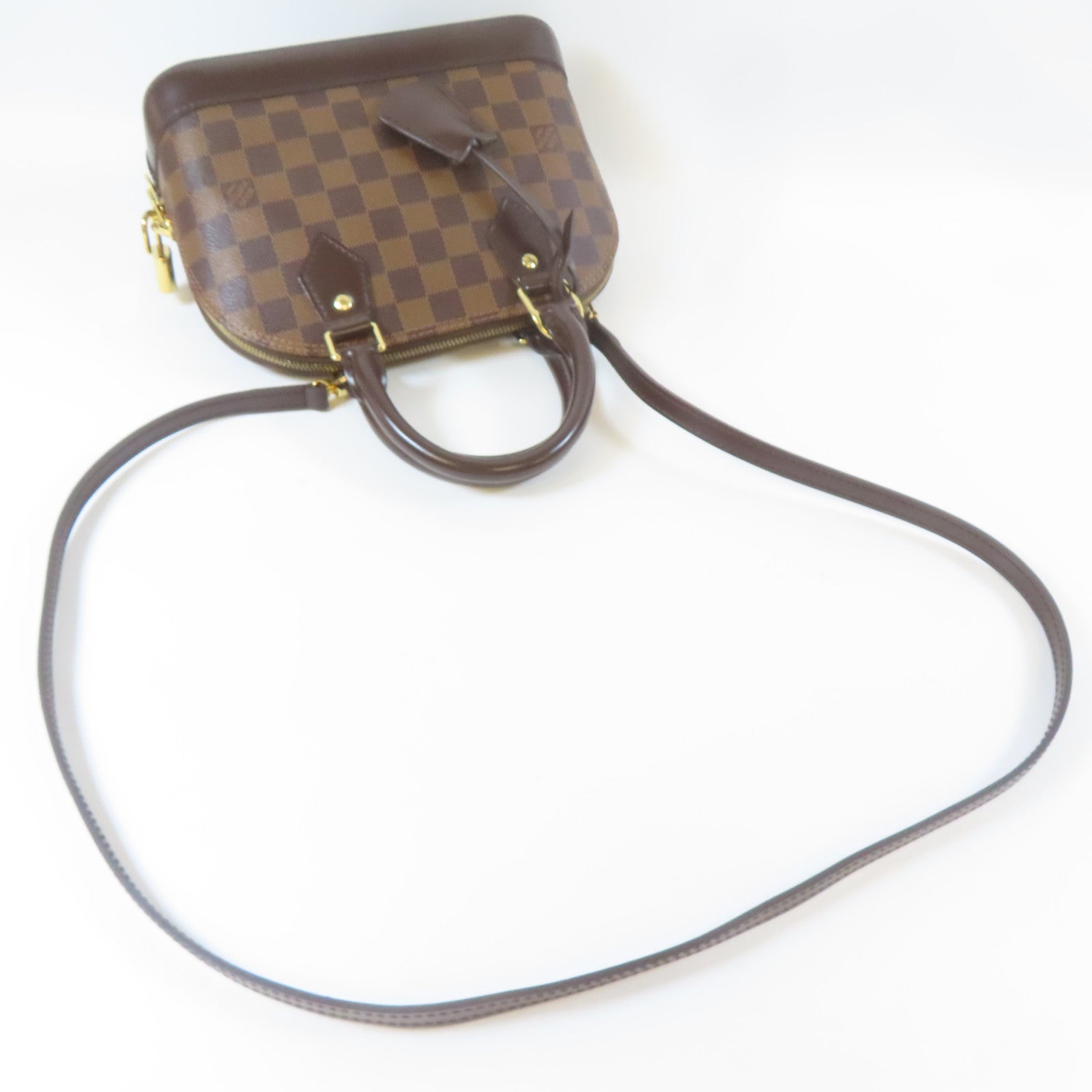 LOUIS VUITTON Damier Alma金扣手挽肩背兩用袋啡色