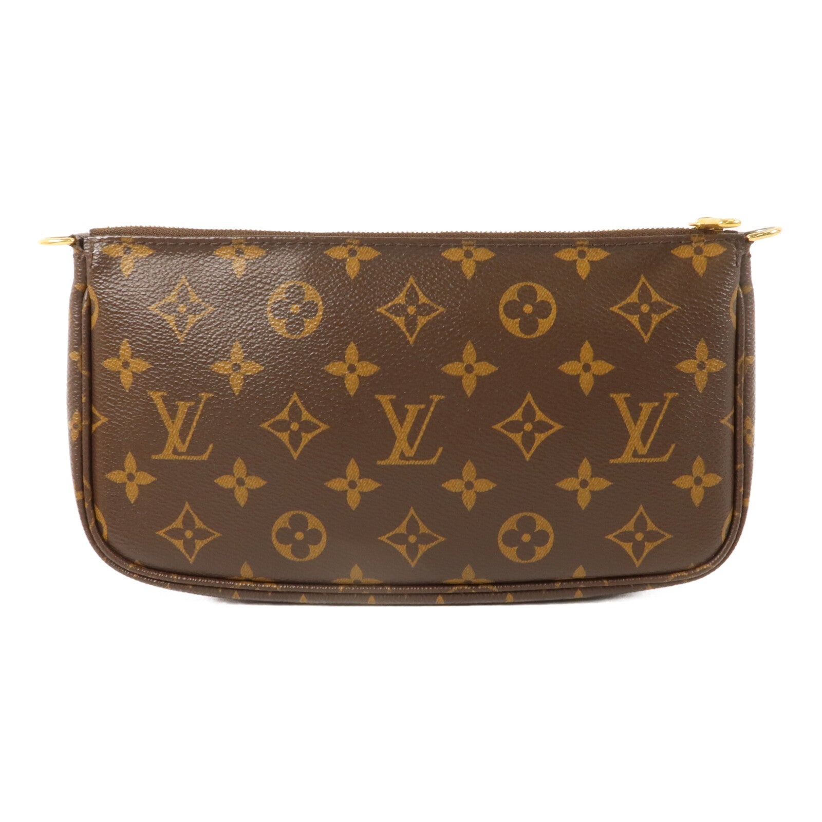 LOUIS VUITTON Monogram Multi Pochette Accessoires金扣手挽肩背兩用袋棕色