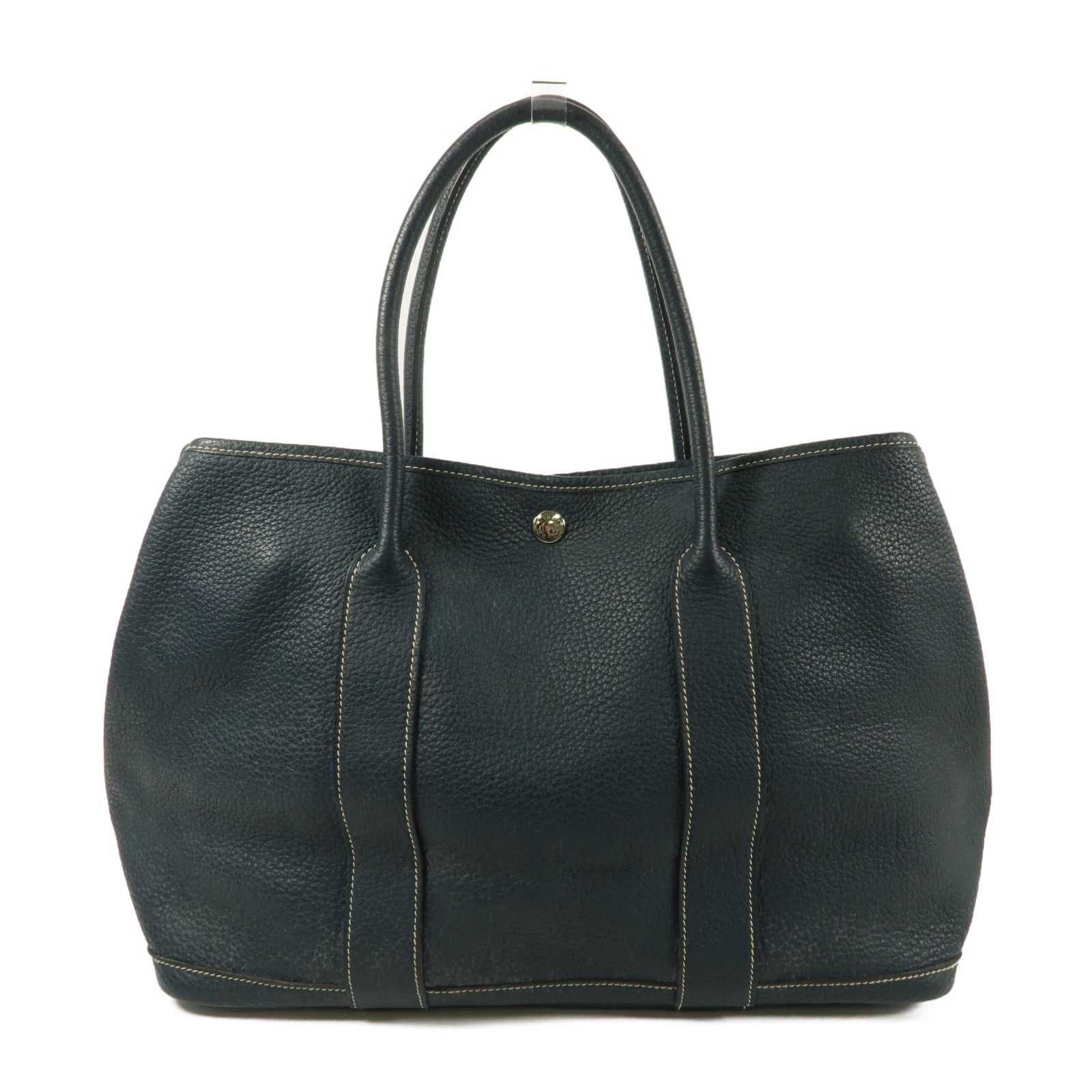 HERMES Negonda皮革Garden Party PM手挽袋Bleu De Prusse