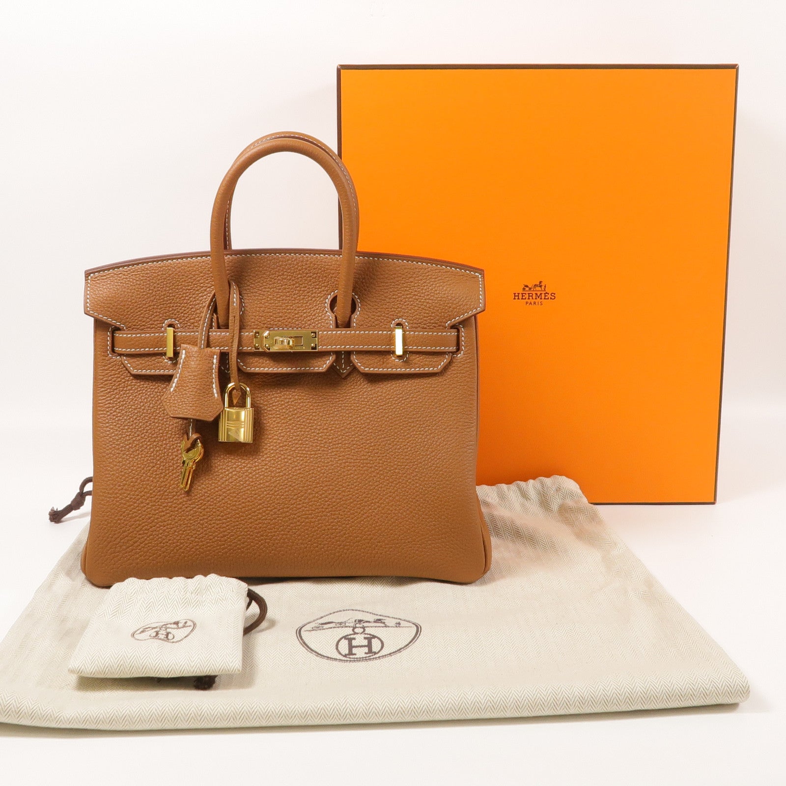 HERMES Togo皮革Birkin 25金扣手挽袋Gold
