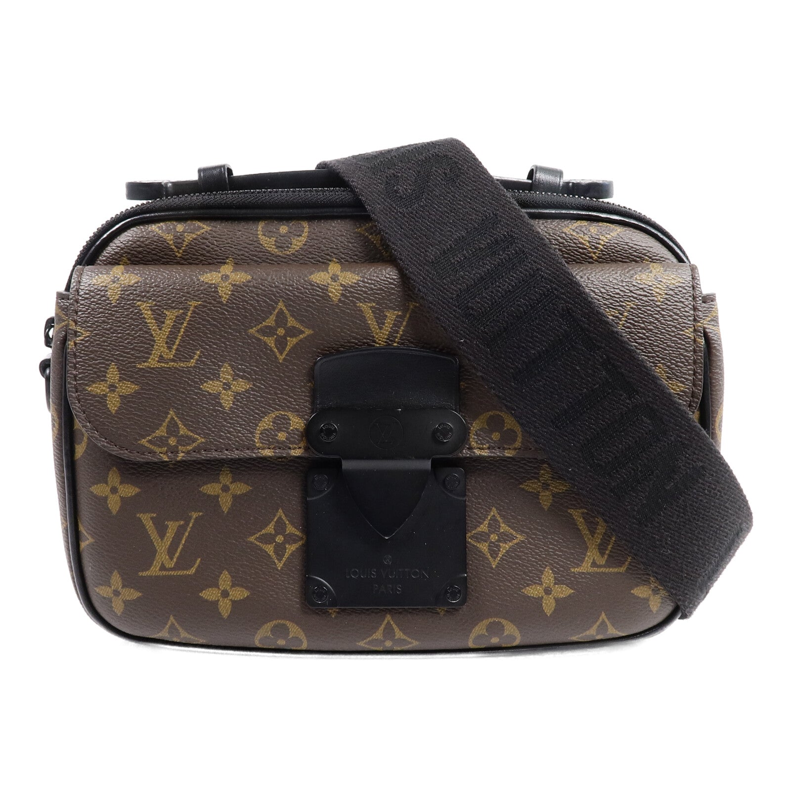 LOUIS VUITTON Monogram Macassar S Lock手挽肩背兩用袋