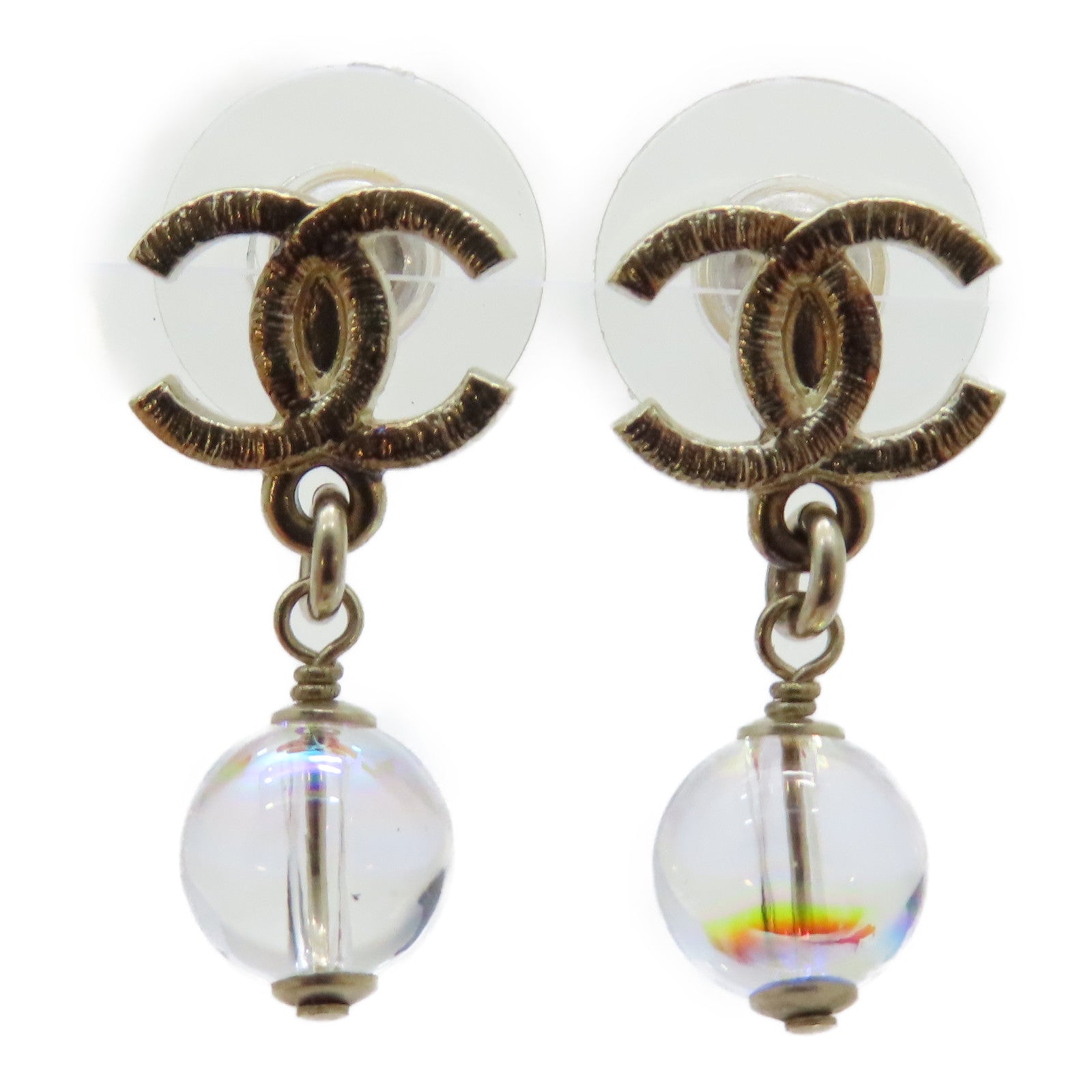 CHANEL 金屬Earrings幻彩珠耳環金色