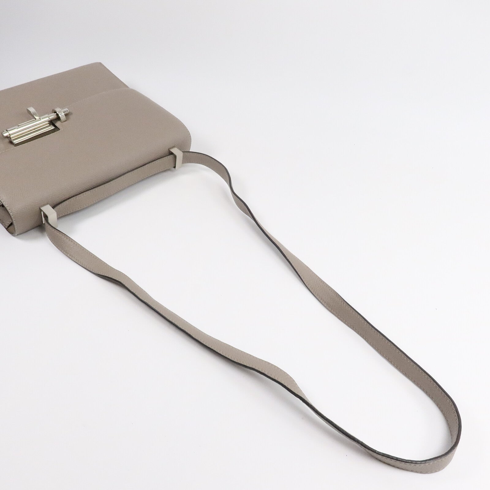 HERMES Epsom皮革Verrou 23肩背袋Gris Asphalte