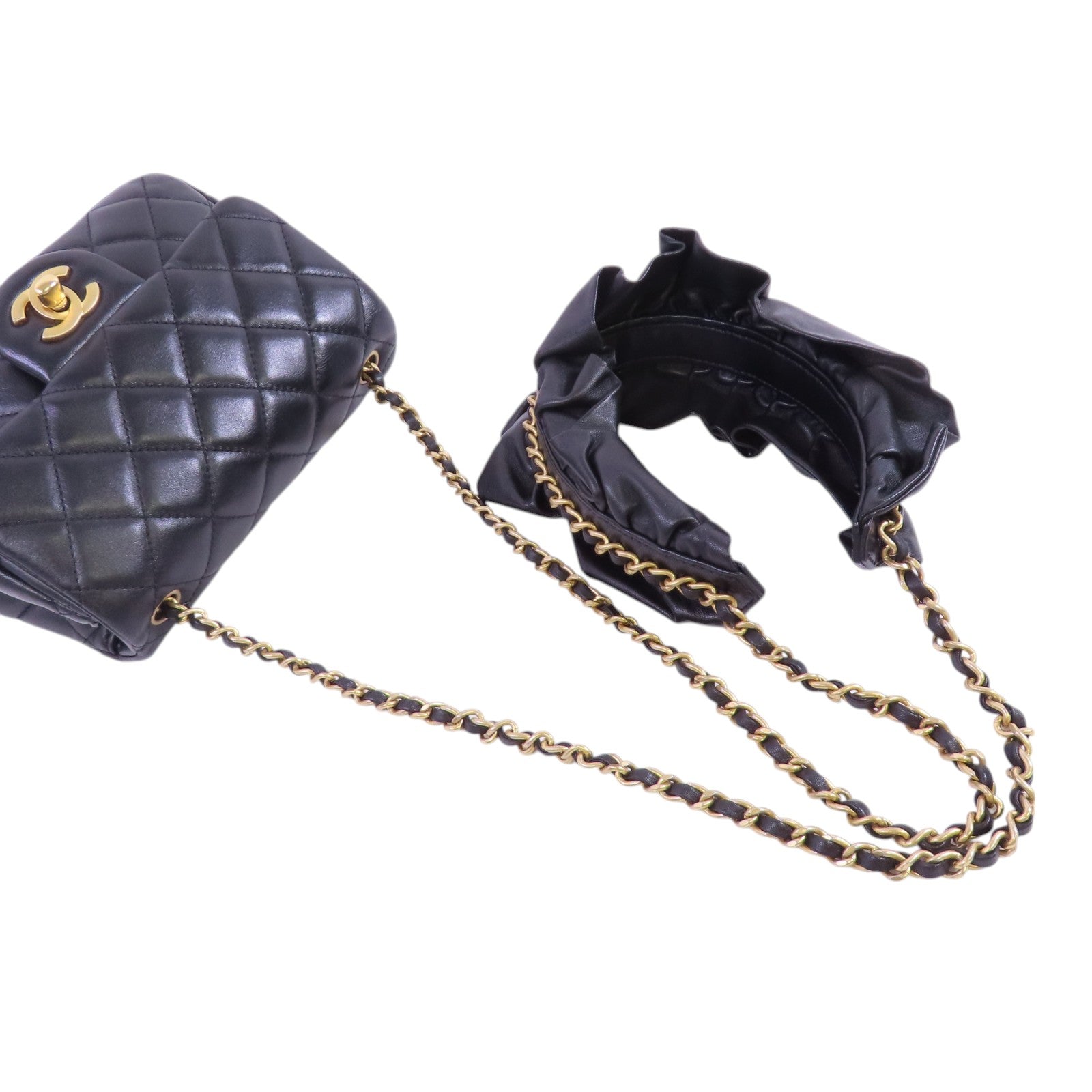 CHANEL 羊皮皮革Chain Shoulder Bag金扣鏈帶肩背大