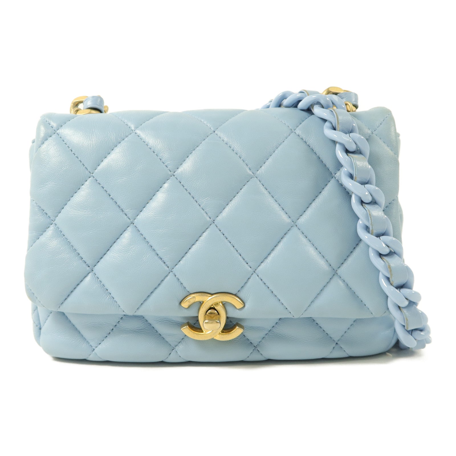 CHANEL 羊皮皮革Lacquered Chain Flap Bag鏈帶肩背袋
