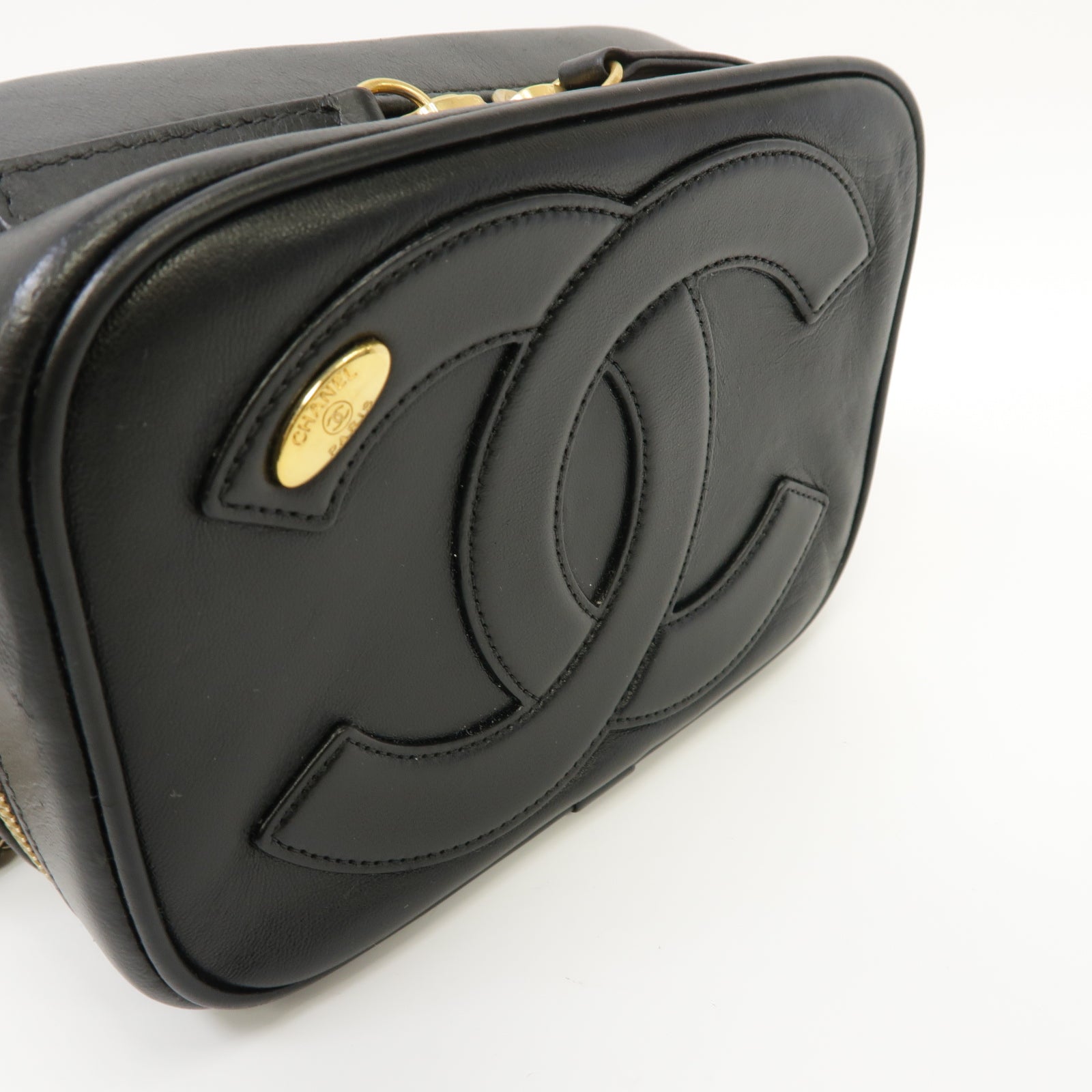 CHANEL 【激減優惠】羊皮皮革Coco Mark Mania Camera Case Chain Shoulder Bag金扣鏈帶肩背袋黑色